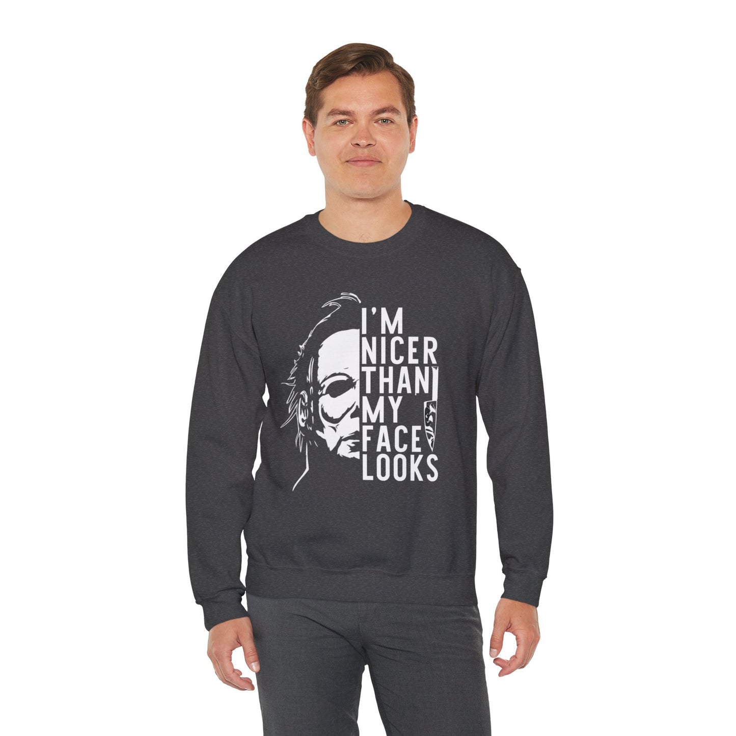 Unisex Halloween Humor Crewneck Sweatshirt, Funny Sweatshirt, Gift for Horror Fans, Halloween Apparel, Spooky Vibes, Comfortable Layering