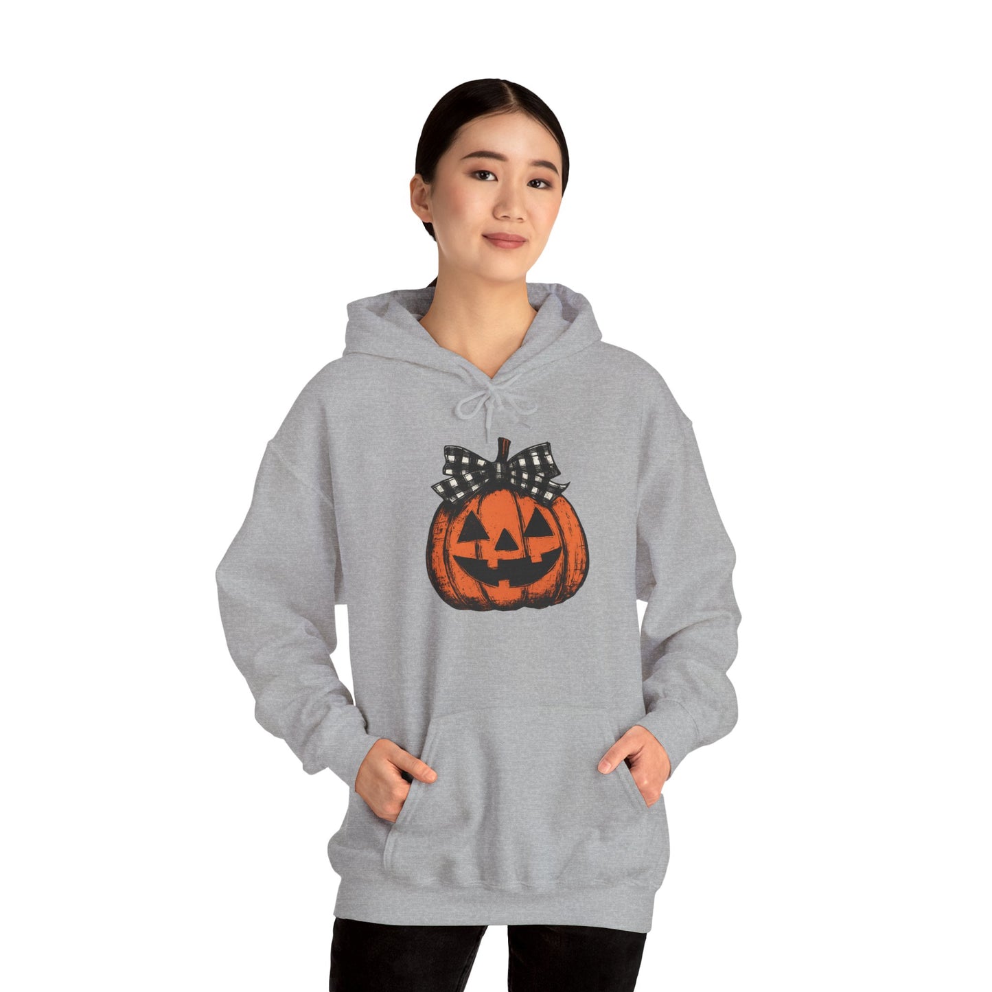 Halloween Pumpkin Hoodie with Bow, Cozy Fall Hoodie, Unisex Hoodie, Autumn Fashion, Halloween Costume, Pumpkin Spice