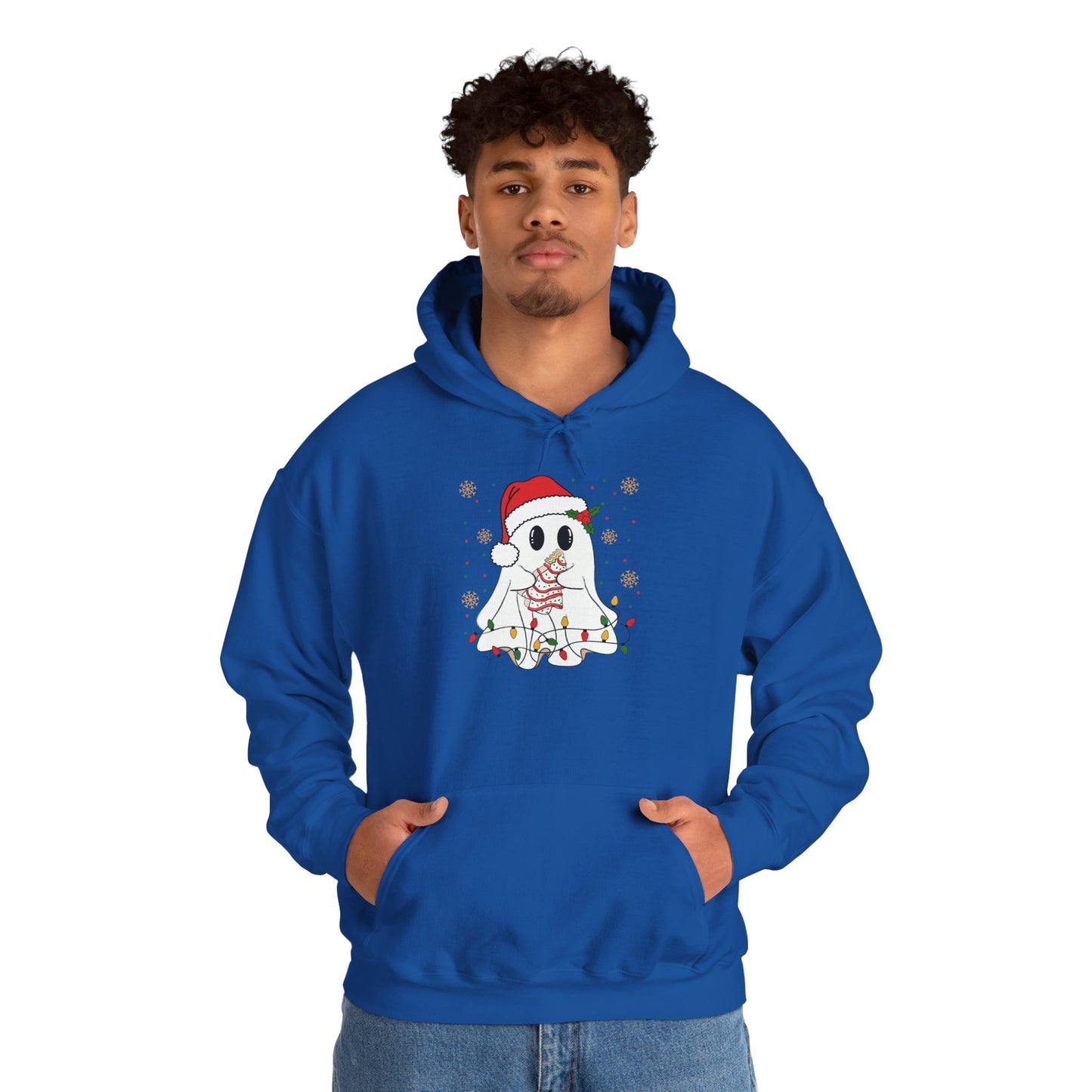 Santa Ghost Christmas Hoodie, Unisex Holiday Hoodie, Cute Winter Apparel, Cozy Gift for Ghost Lovers, Funny Xmas Clothing