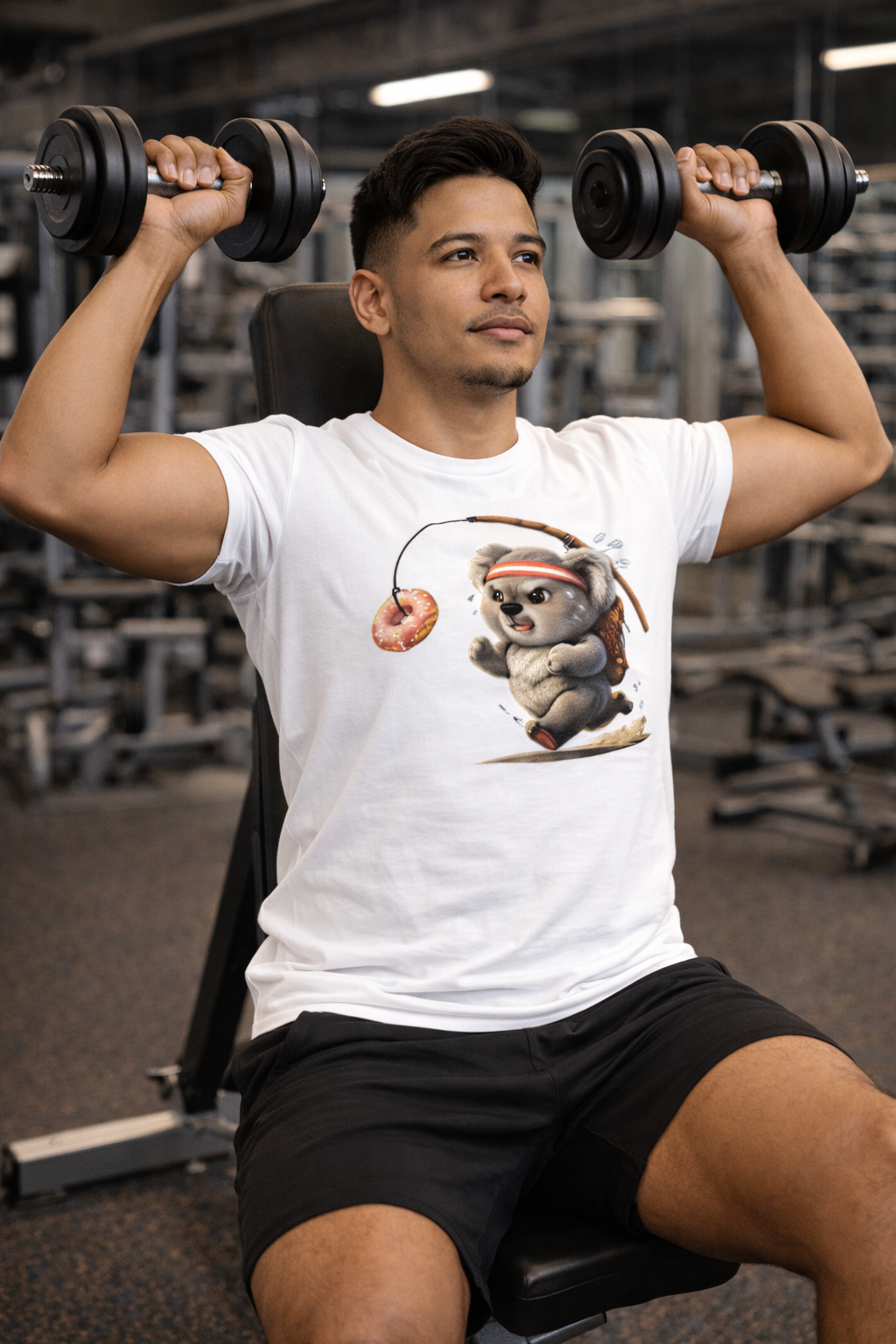 Koala Jogger T‑Shirt — Cute Koala Chasing Donut Headband Tee