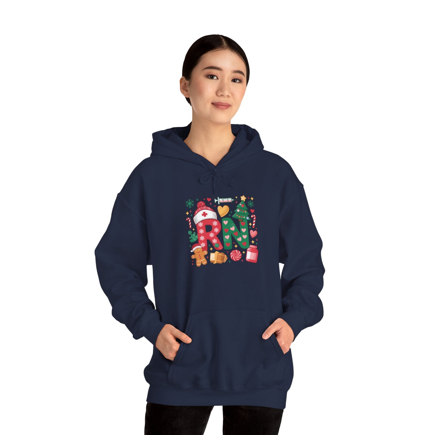 Festive Cozy Hooded Sweatshirt, Holiday Sweatshirt, Christmas Gift, Unisex Hoodie, Seasonal Wear, RN Design