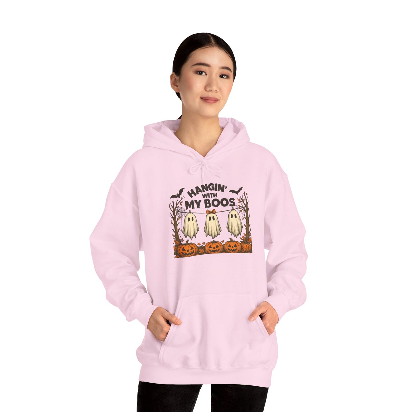 Halloween Ghost Hoodie, Cozy Autumn Apparel, Unisex Hoodie, Spooky Season Gift, Halloween Fun Wear, Hangin' with My Boos