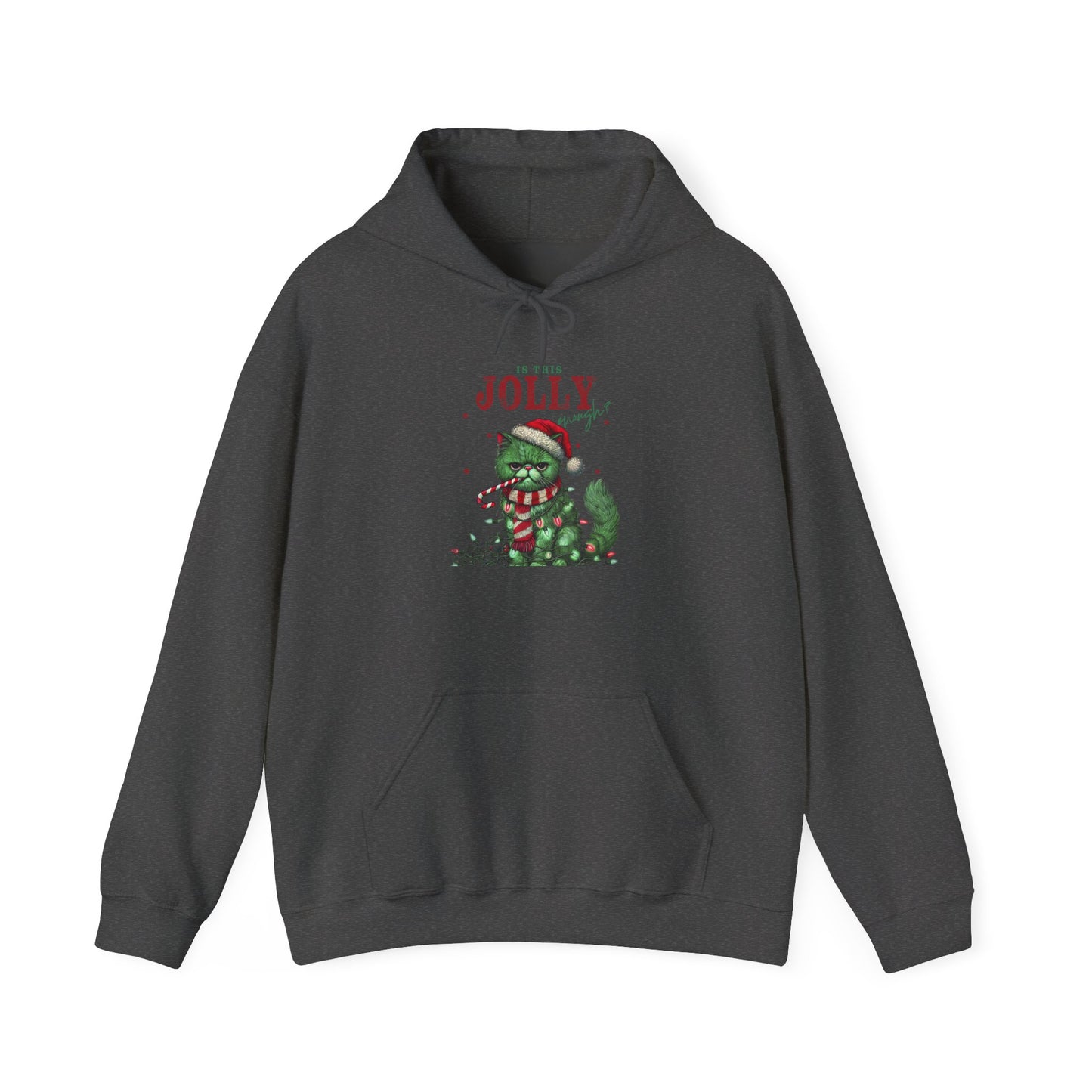 Festive Cat Hoodie, Cozy Holiday Hoodie, Jolly Grunge Pullover, Cute Cat Lover Gift, Merry Cat Hoodie