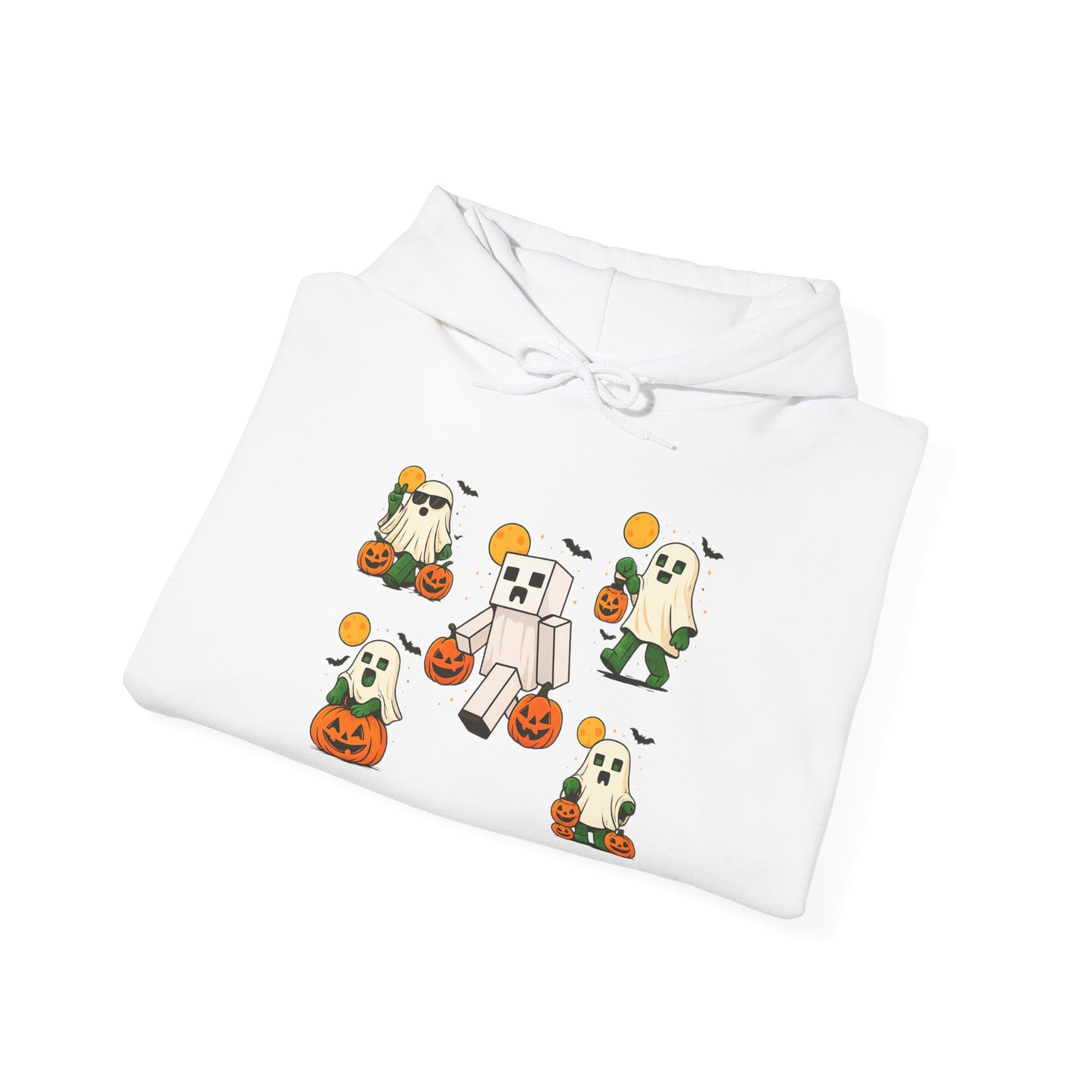 Halloween Themed Unisex Hoodie, Cozy Fall Hoodie, Pumpkin Ghost Design, Autumn Apparel, Perfect for Trick-or-Treating