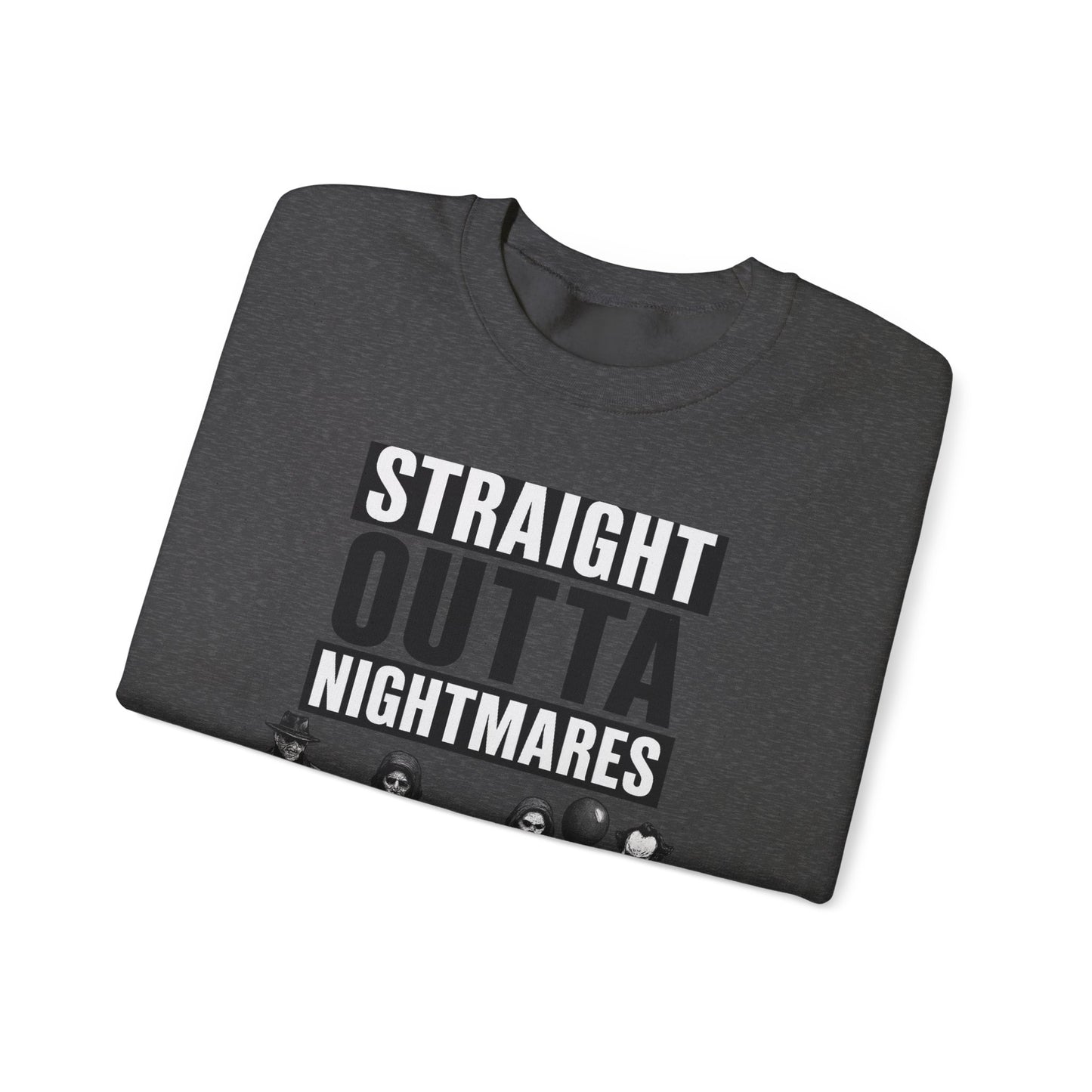 Straight Outta Nightmares Crewneck Sweatshirt | Unisex Pullover for Halloween, Cozy Gift for Horror Fans, Casual Layering