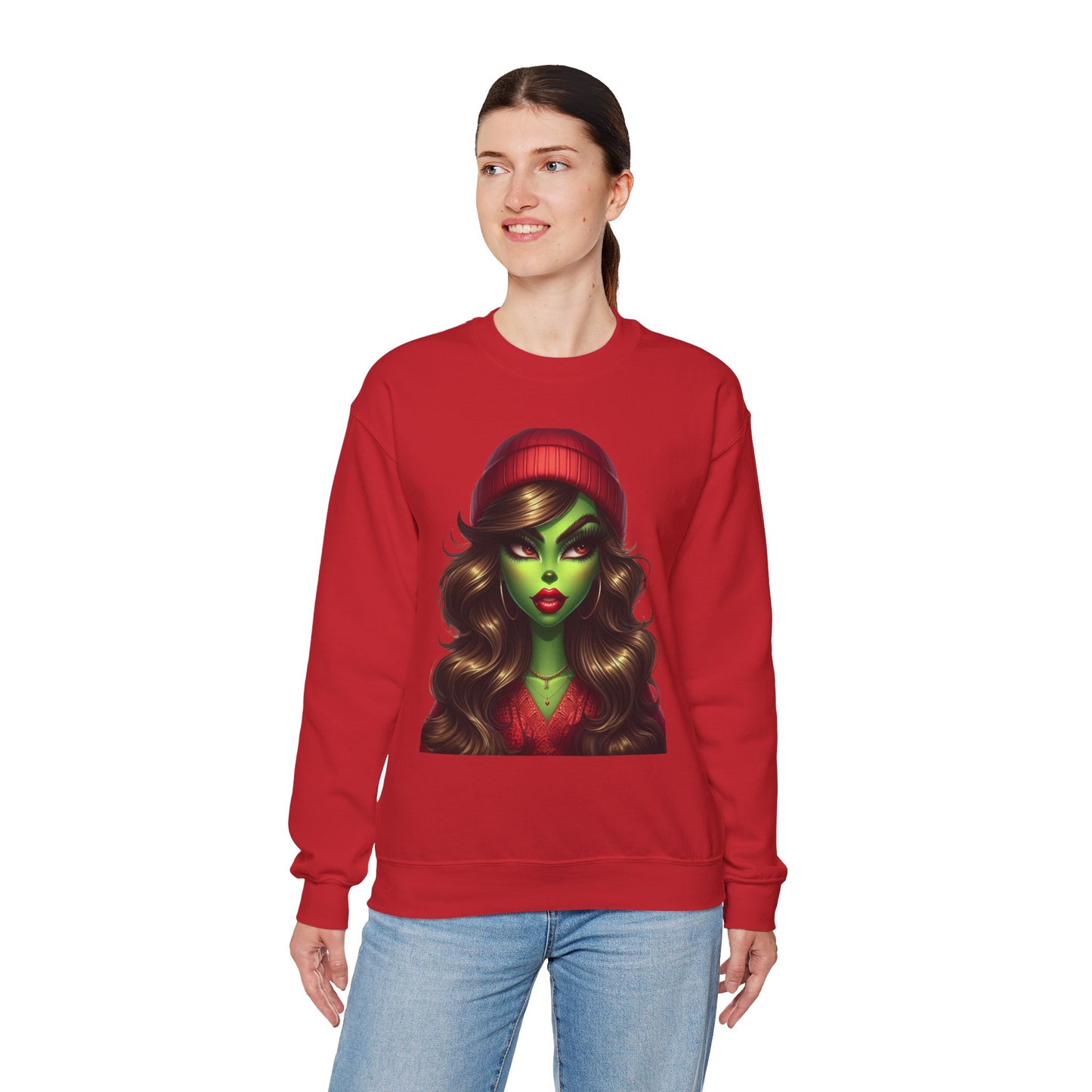 Witchy Green Girl Sweatshirt — Gothic Halloween Crewneck