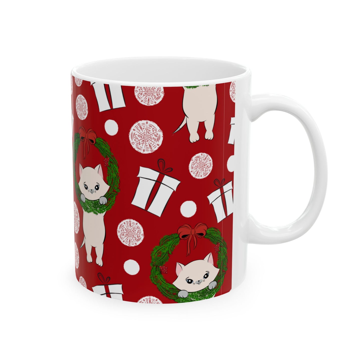 Christmas Cat Ceramic Mug, (11oz, 15oz)
