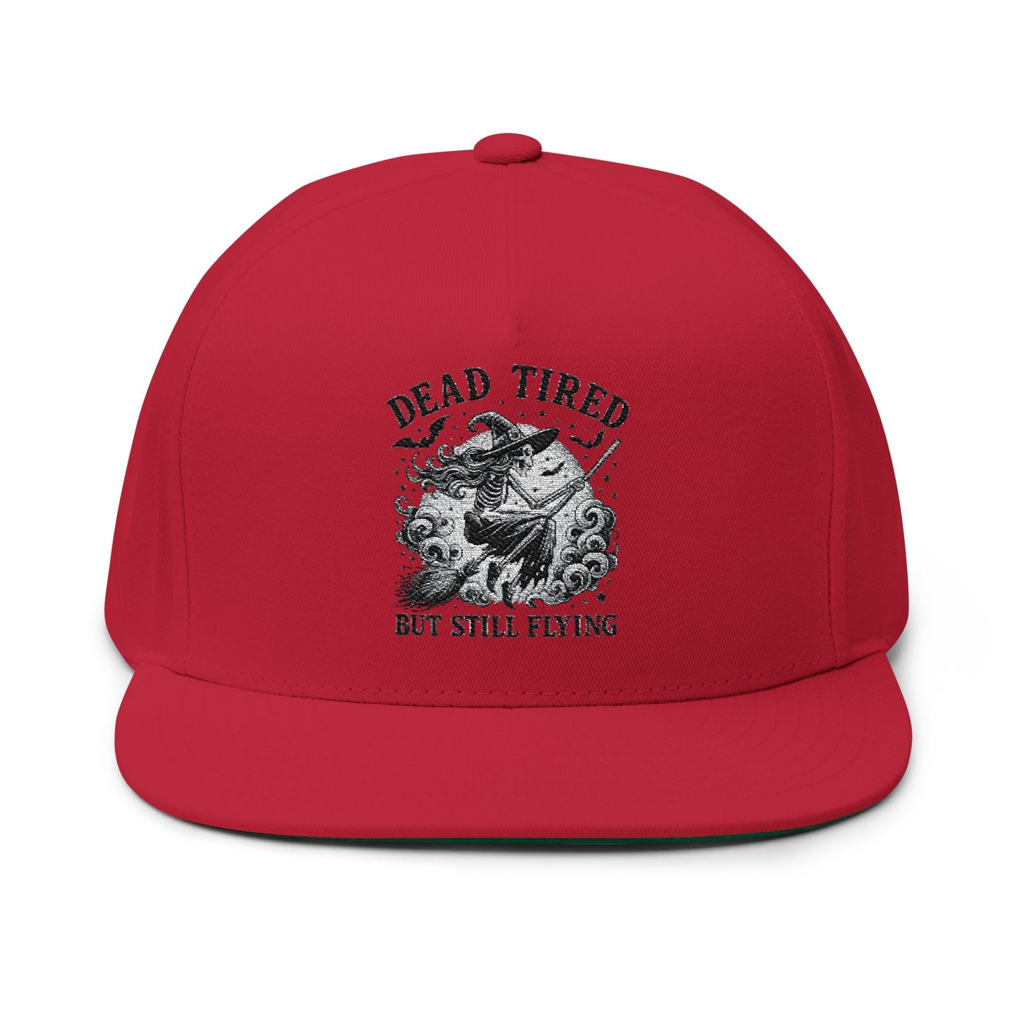 Embroidered Flat Bill Cap, Stylish Snapback, Dead Tired Design, Perfect for Casual Wear, Great Gift for Friends