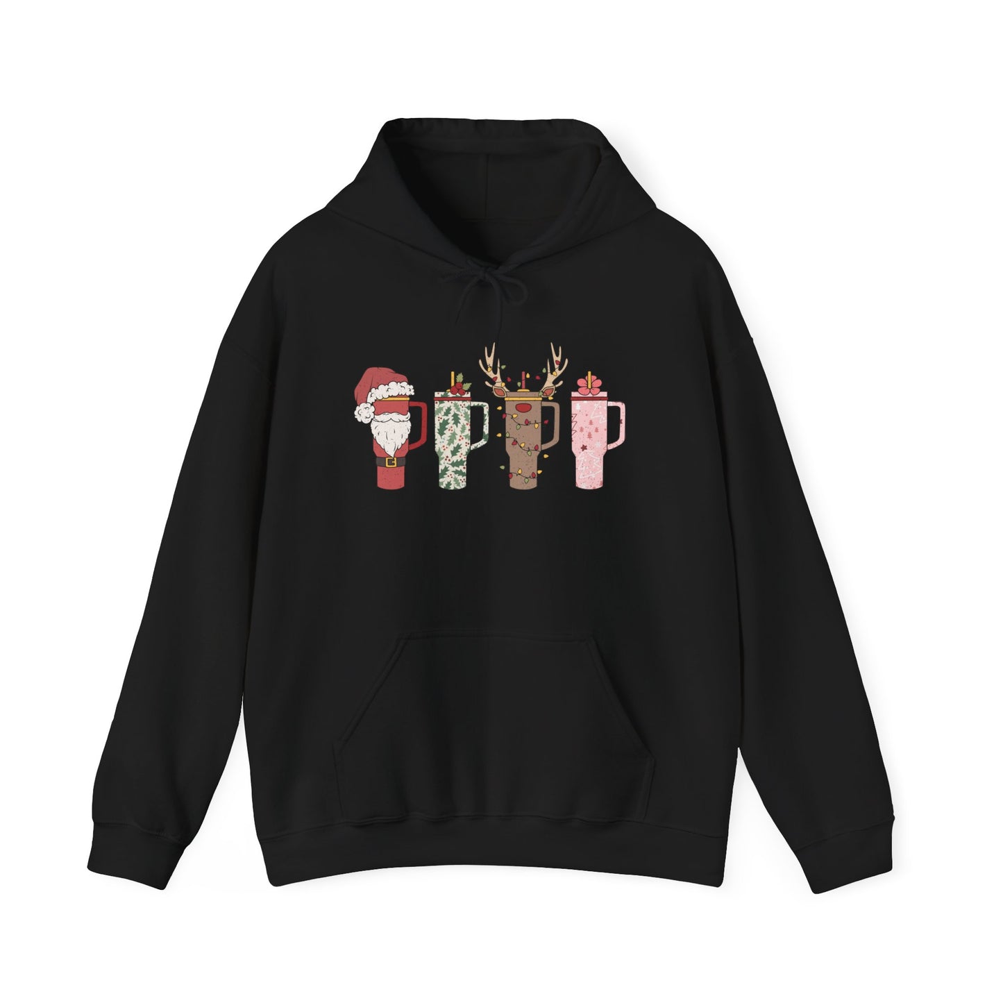 Festive Hot Beverage Hoodie, Holiday Sweatshirt, Unisex Cozy Pullover, Christmas Gift, Winter Apparel, Mug Design Hoodie