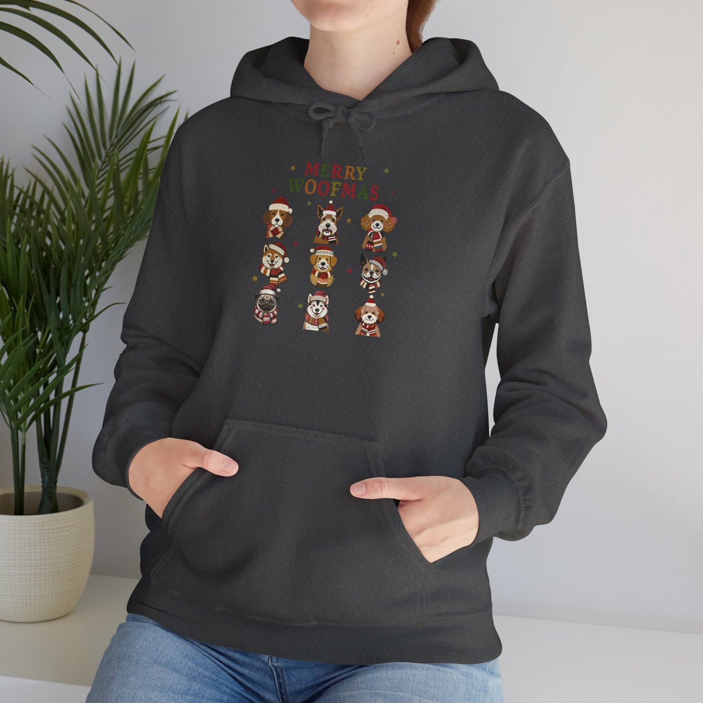 Merry Woofmas Hoodie, Cozy Dog Lover Hoodie, Gift for Pet Owners, Cute Holiday Apparel, Festive Furry Friends Clothing