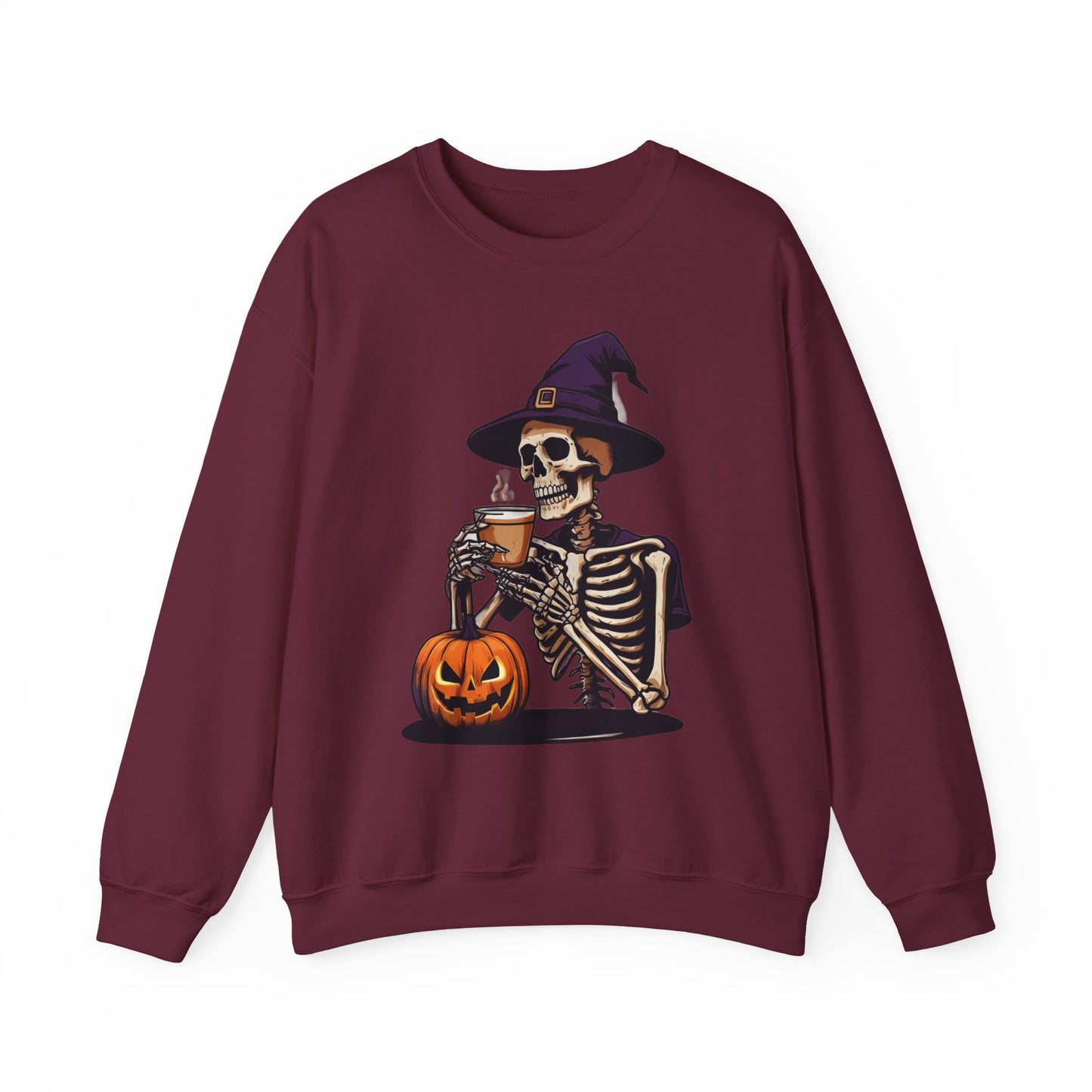 Spooky Skeleton Halloween Sweatshirt, Unisex Crewneck, Cozy Fall Fashion, Halloween Costume, Party Apparel, Ideal for Trick or Treat