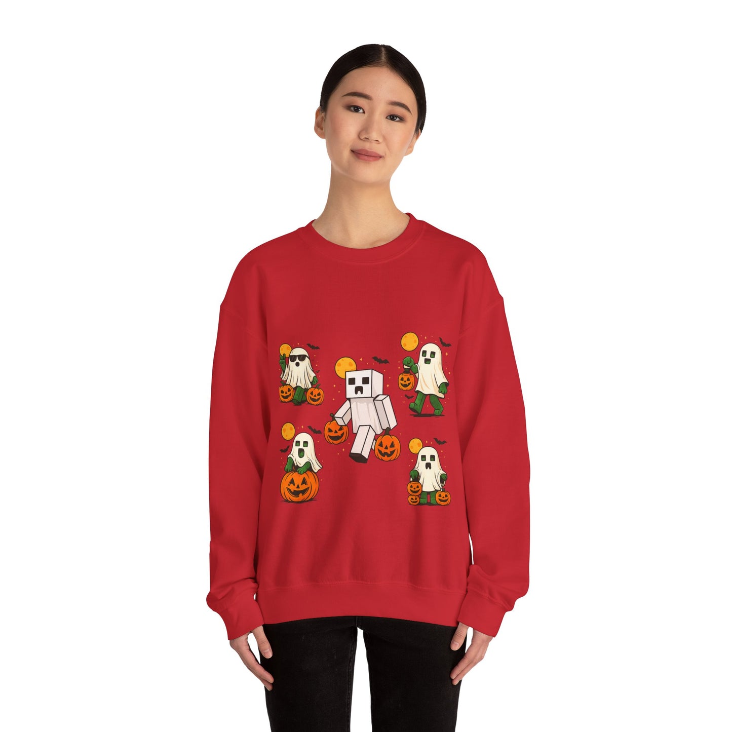 Halloween Ghost Cartoon Sweatshirt, Unisex Crewneck, Cozy Autumn Wear, Halloween Gifts, Spooky Season Apparel, Cute Sweatshirt