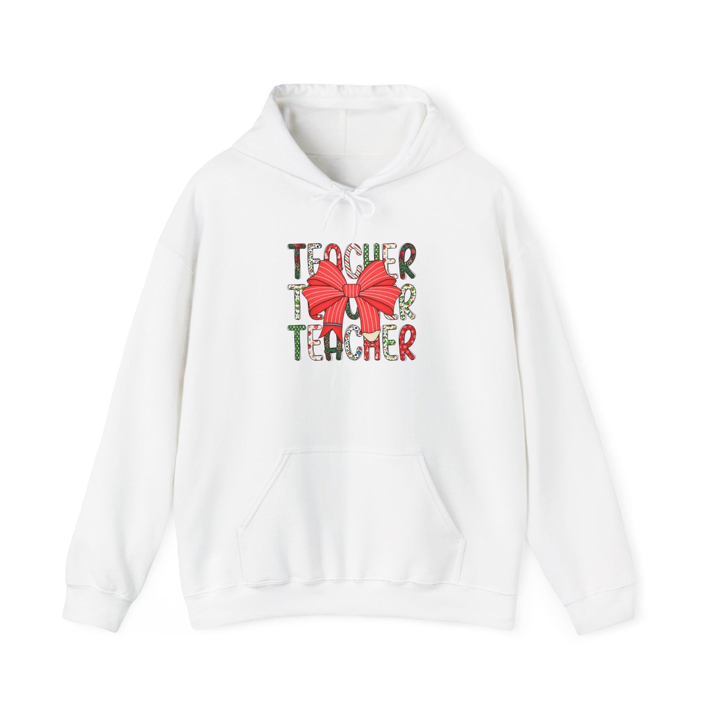 Festive Teacher Hooded Hoodie, Holiday Gift for Educators, Christmas Hoodie, Cozy Outfit, Teacher Appreciation