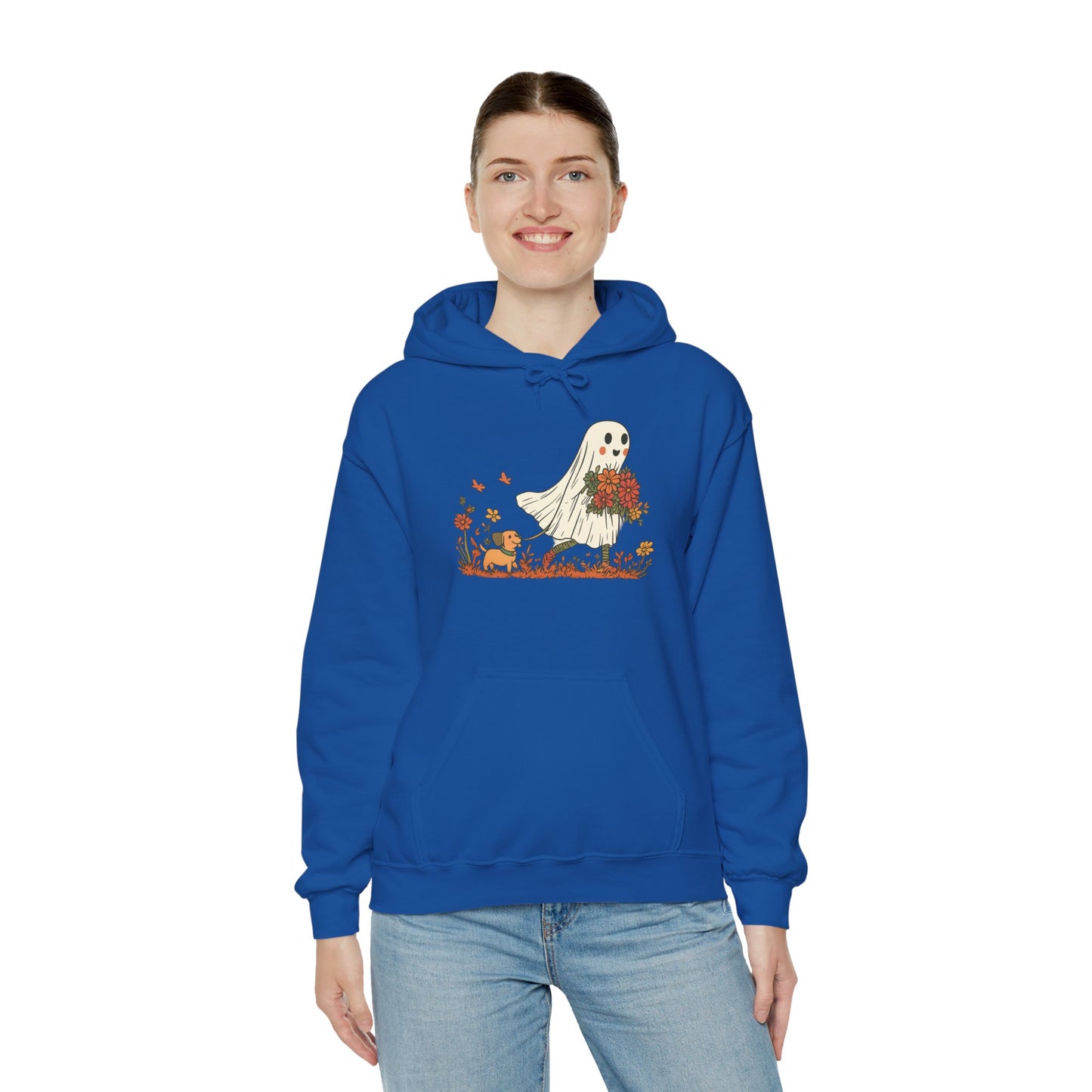 Ghostly Blooms Hoodie - Cozy Fall Fashion, Halloween Spirit, Gift for Friends, Trendy Hoodie, Autumn Style