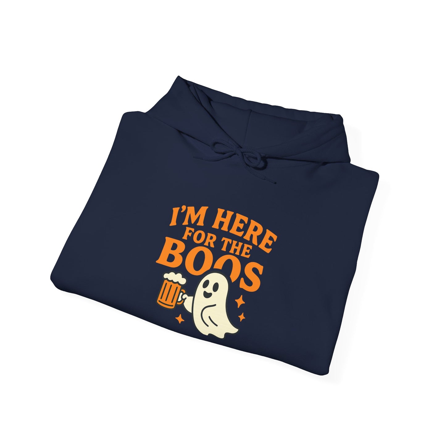 Halloween Party Hoodie, I'm Here for the Boos Hoodie, Unisex Halloween hoodie, Ghost Design Hooded Pullover, Spooky Season Apparel