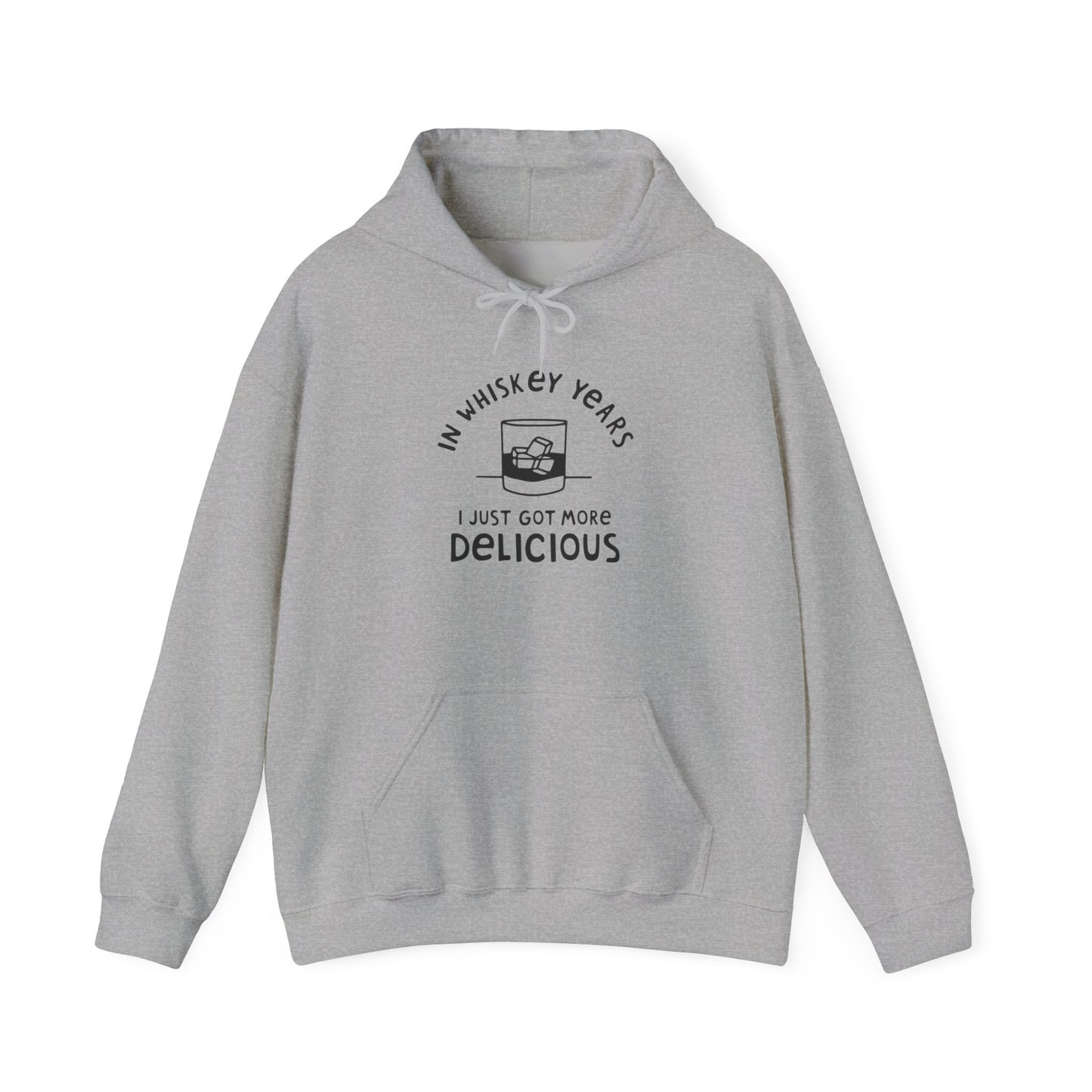 Whiskey Years Hoodie, Funny Sweatshirt for Whiskey Lovers, Perfect Gift for Birthdays, Relaxed Cozy Attire, Unisex Heavy Blend Apparel
