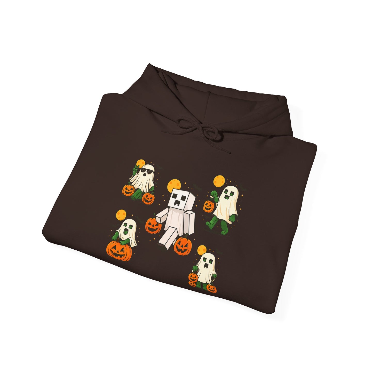Halloween Themed Unisex Hoodie, Cozy Fall Hoodie, Pumpkin Ghost Design, Autumn Apparel, Perfect for Trick-or-Treating