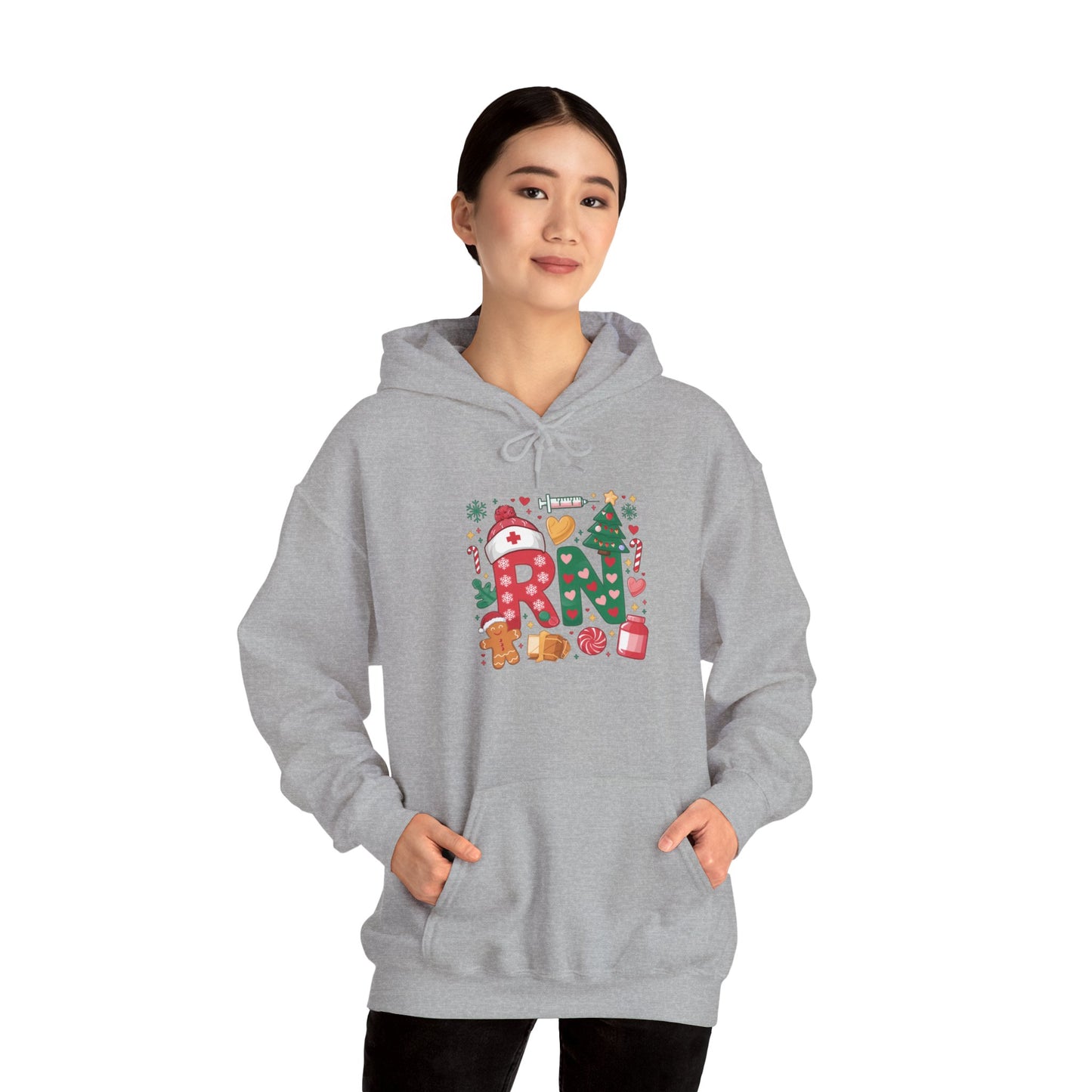 Festive Cozy Hooded Sweatshirt, Holiday Sweatshirt, Christmas Gift, Unisex Hoodie, Seasonal Wear, RN Design