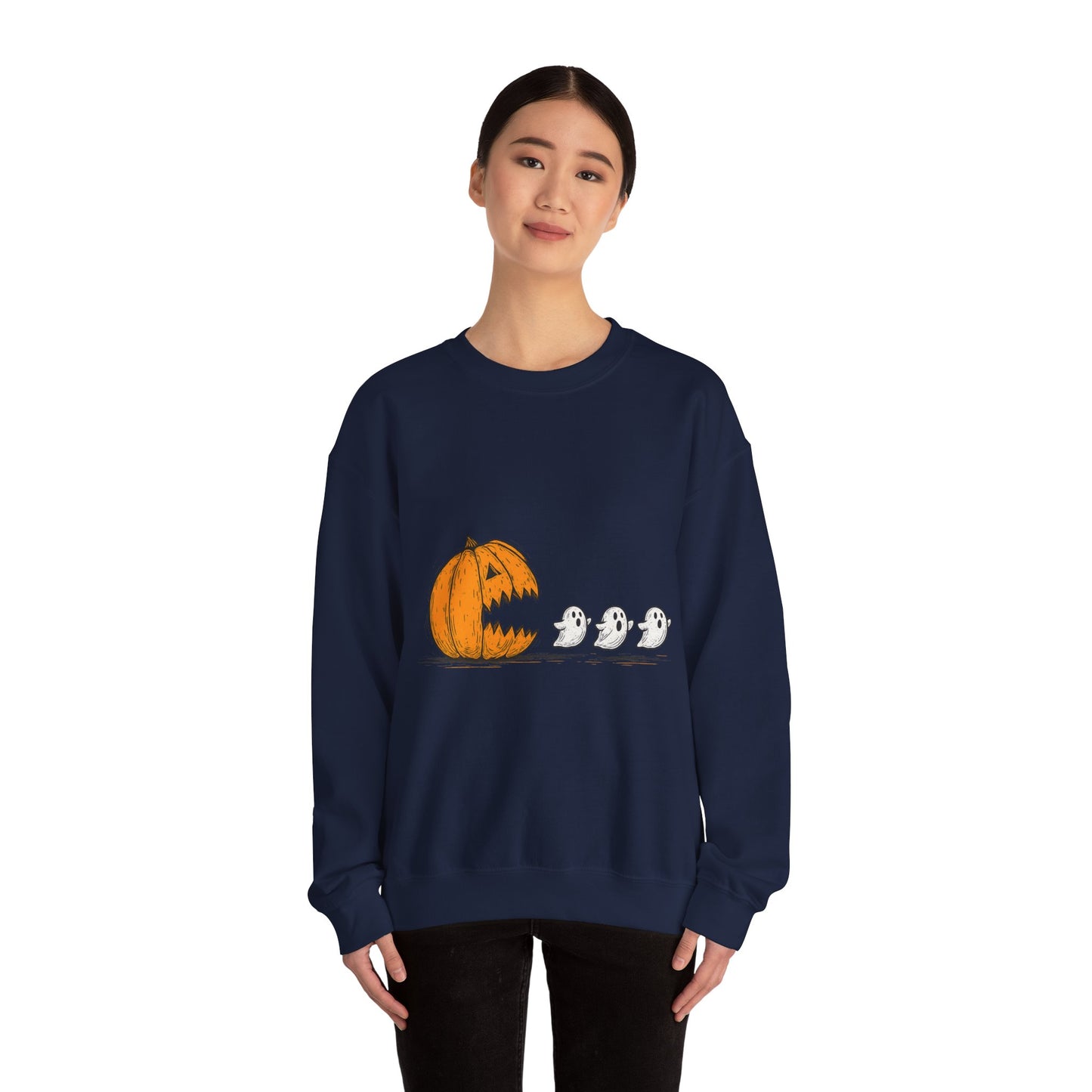 Spooky Pumpkin Ghosts Sweatshirt | Cozy Halloween Crewneck, Fall Fashion, Unisex Gift, Harvest Party Wear, Cute Autumn Outfit
