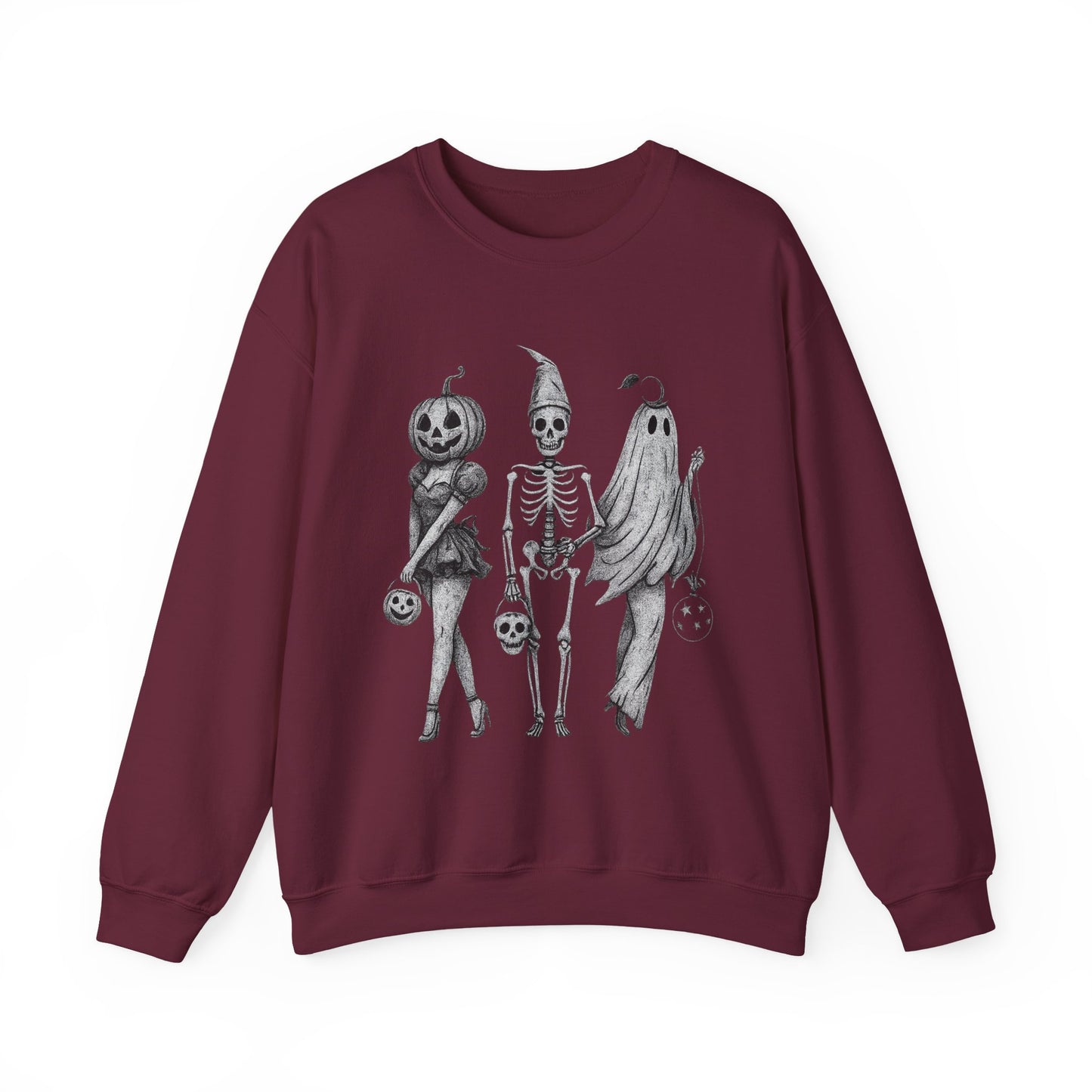 Halloween Sweatshirt with Ghosts and Ghouls Design