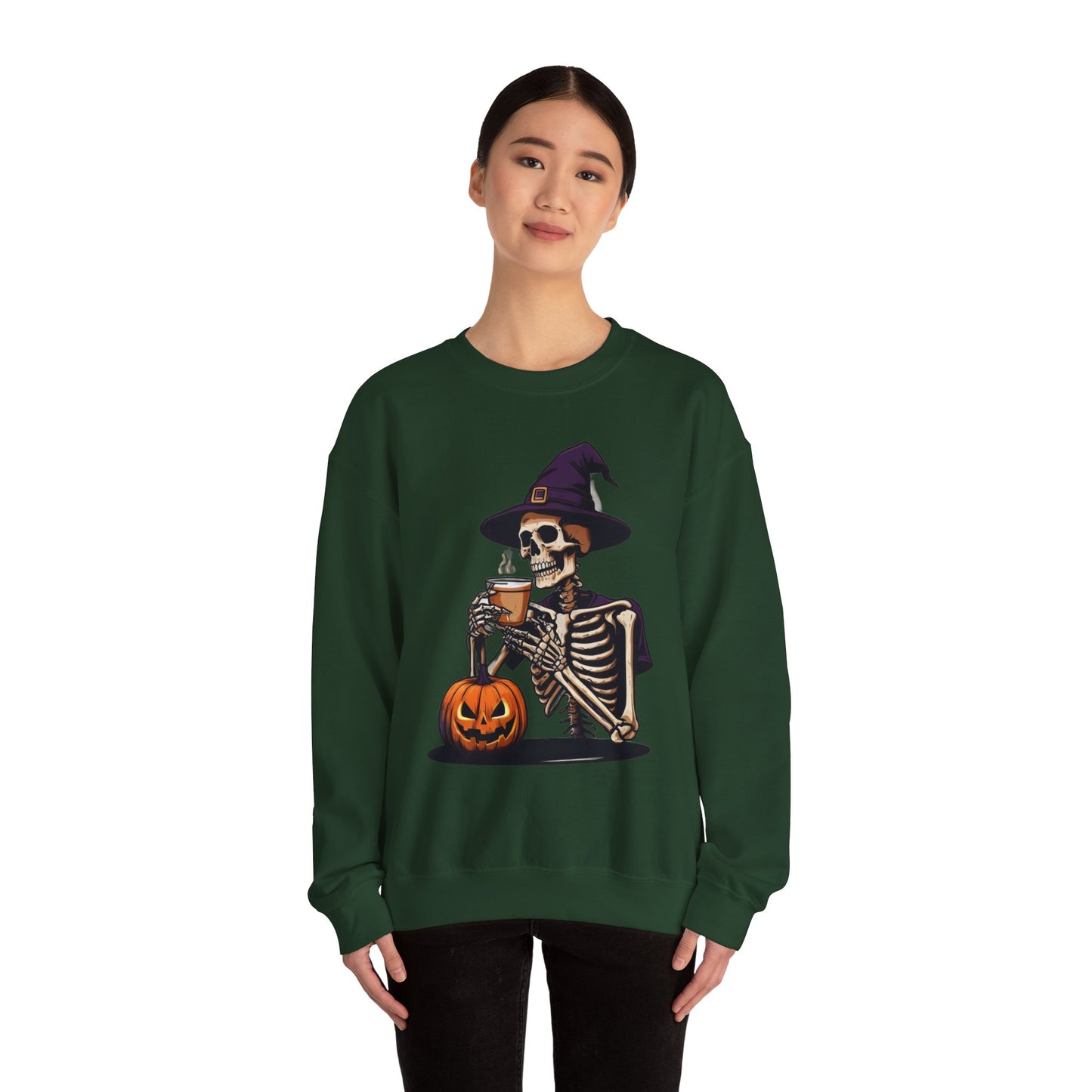 Spooky Skeleton Halloween Sweatshirt, Unisex Crewneck, Cozy Fall Fashion, Halloween Costume, Party Apparel, Ideal for Trick or Treat