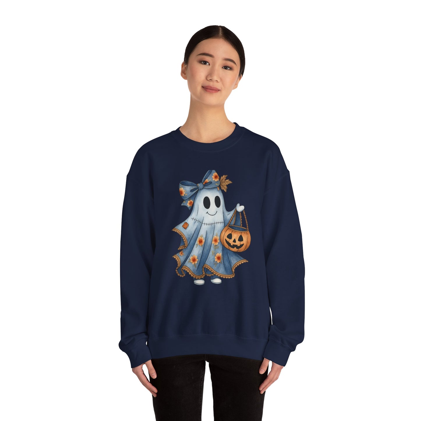Cute Ghost Halloween Sweatshirt, Unisex Crewneck, Cozy Fall Apparel, Spooky Season Gift, Trick or Treat, Halloween Celebration
