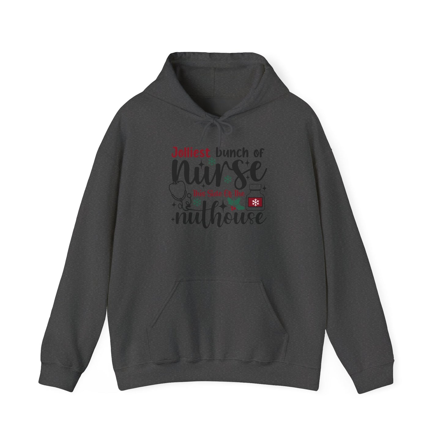 Jolliest Nurse Hooded Sweatshirt, Funny Nursing Gift, Cozy Hoodie for Nurses, Birthday, Nurse Appreciation, Holidays, Custom Sweatshirt