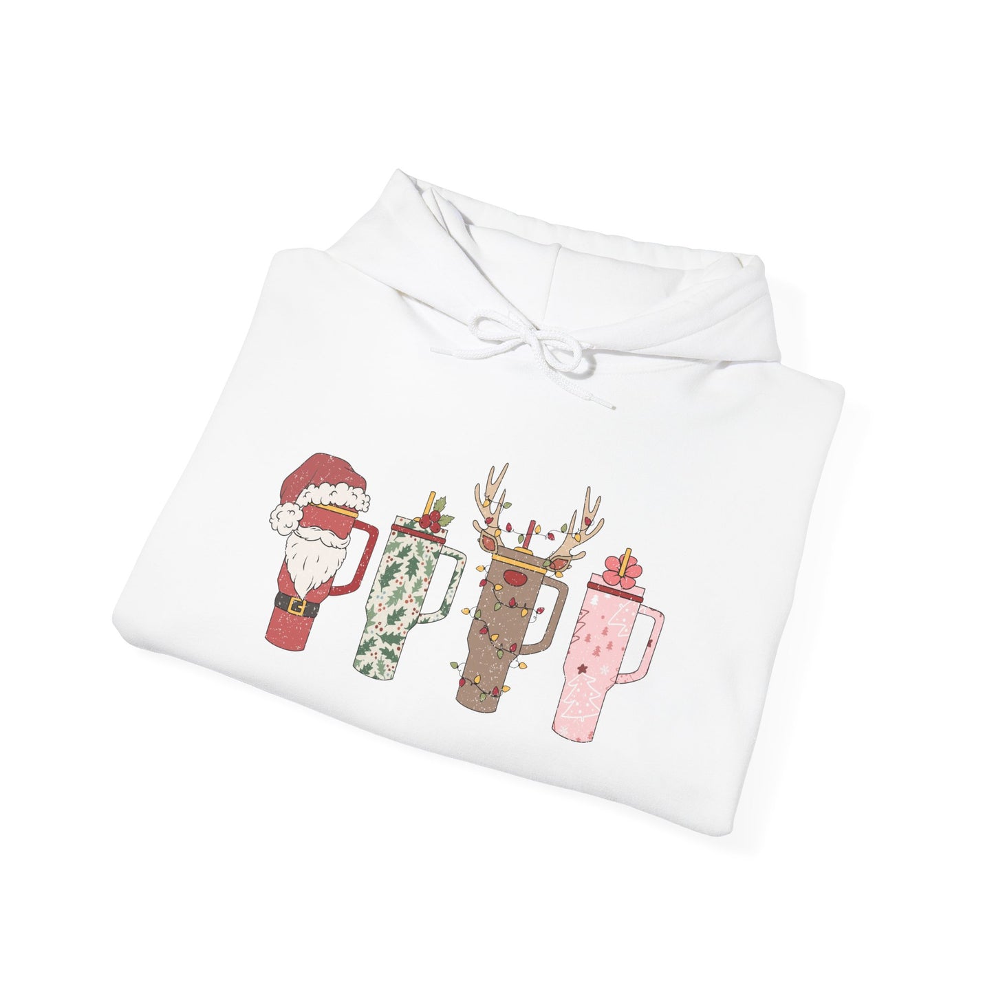 Festive Hot Beverage Hoodie, Holiday Sweatshirt, Unisex Cozy Pullover, Christmas Gift, Winter Apparel, Mug Design Hoodie