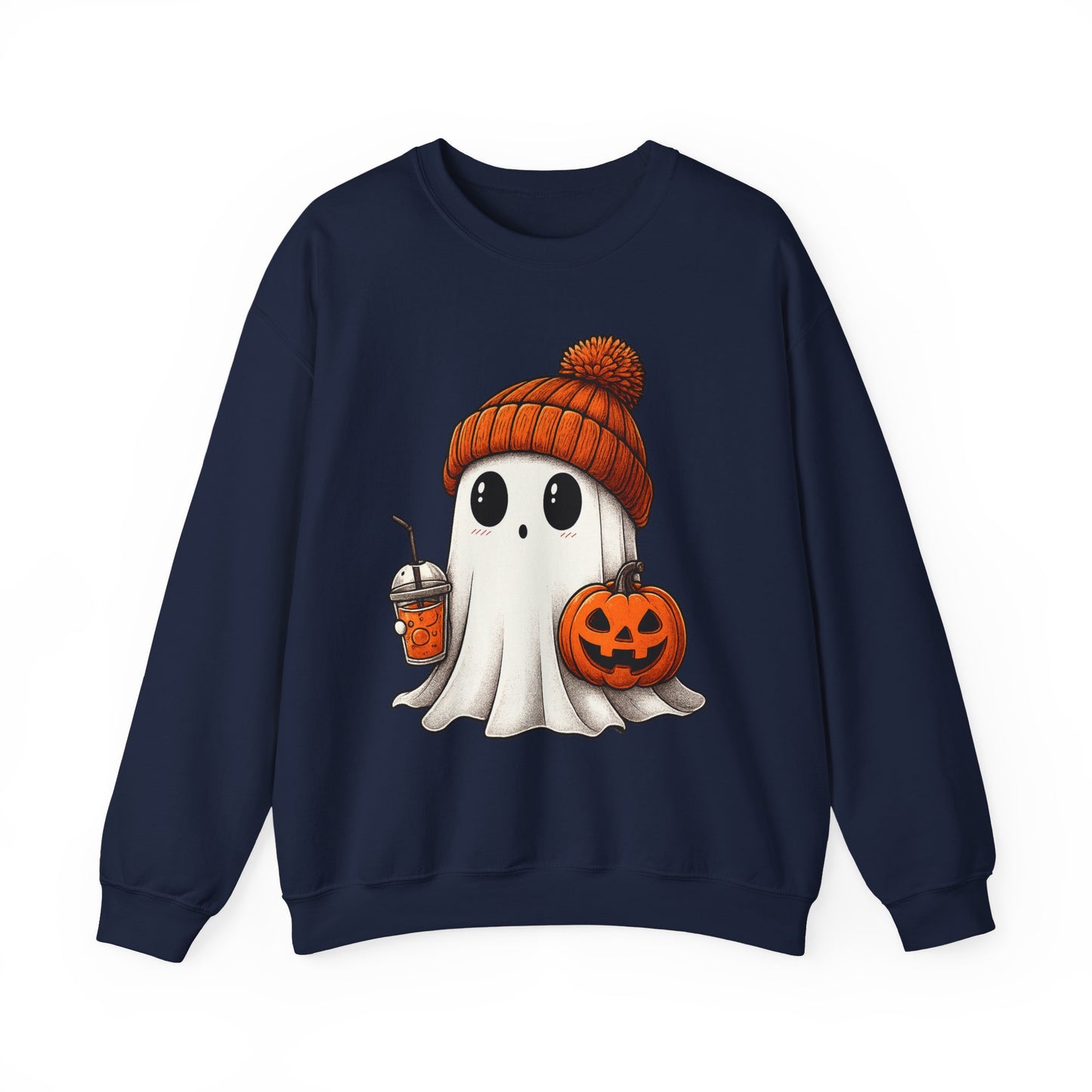 Cute Ghost Halloween Sweatshirt, Unisex Crewneck, Spooky Season Apparel, Fall Fashion, Cozy Pumpkin Sweater