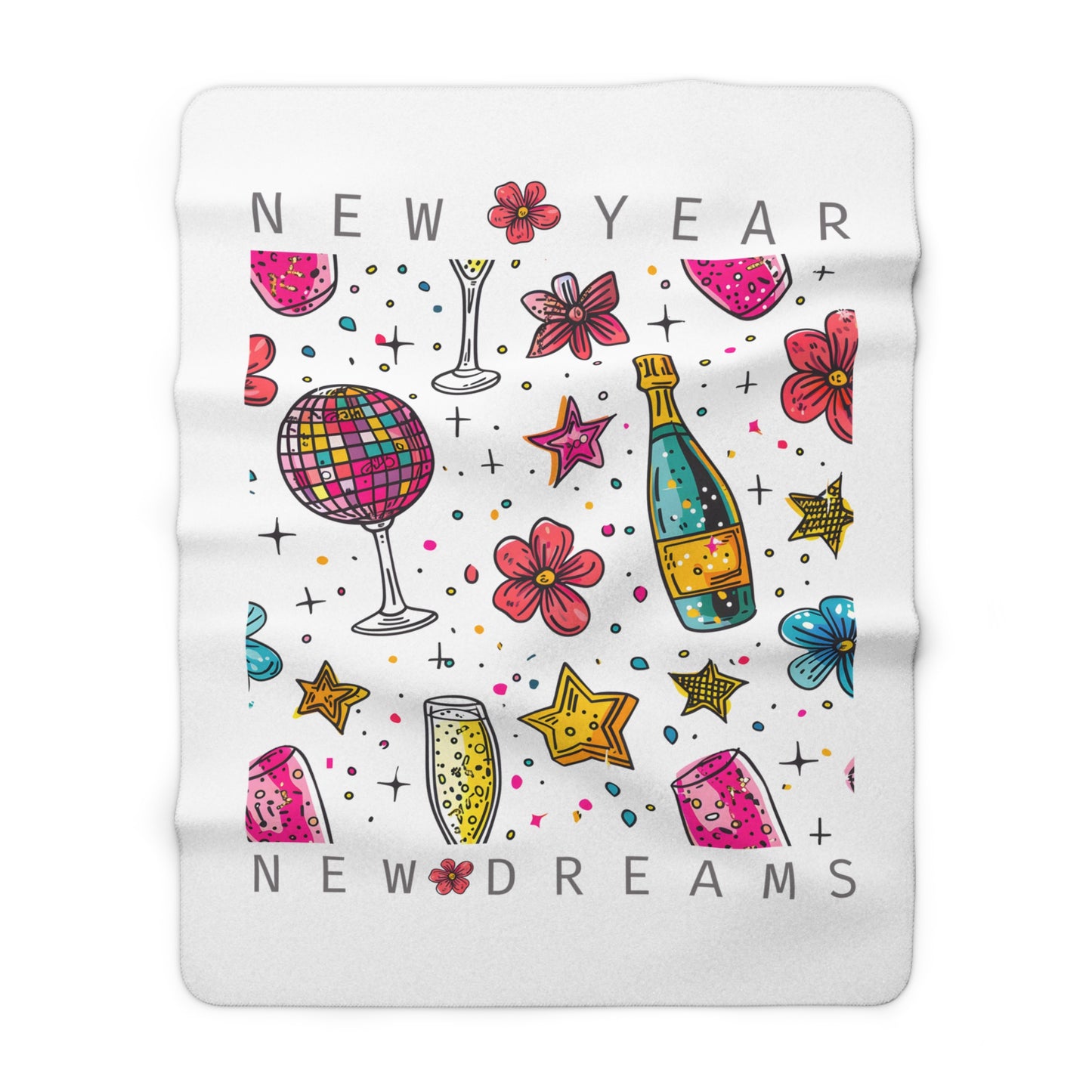 New Year Sherpa Fleece Blanket