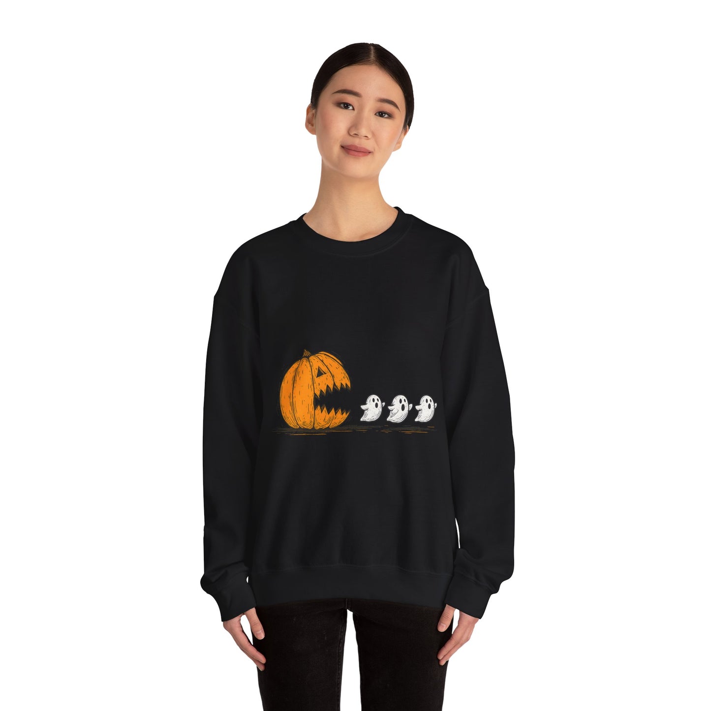 Spooky Pumpkin Ghosts Sweatshirt | Cozy Halloween Crewneck, Fall Fashion, Unisex Gift, Harvest Party Wear, Cute Autumn Outfit