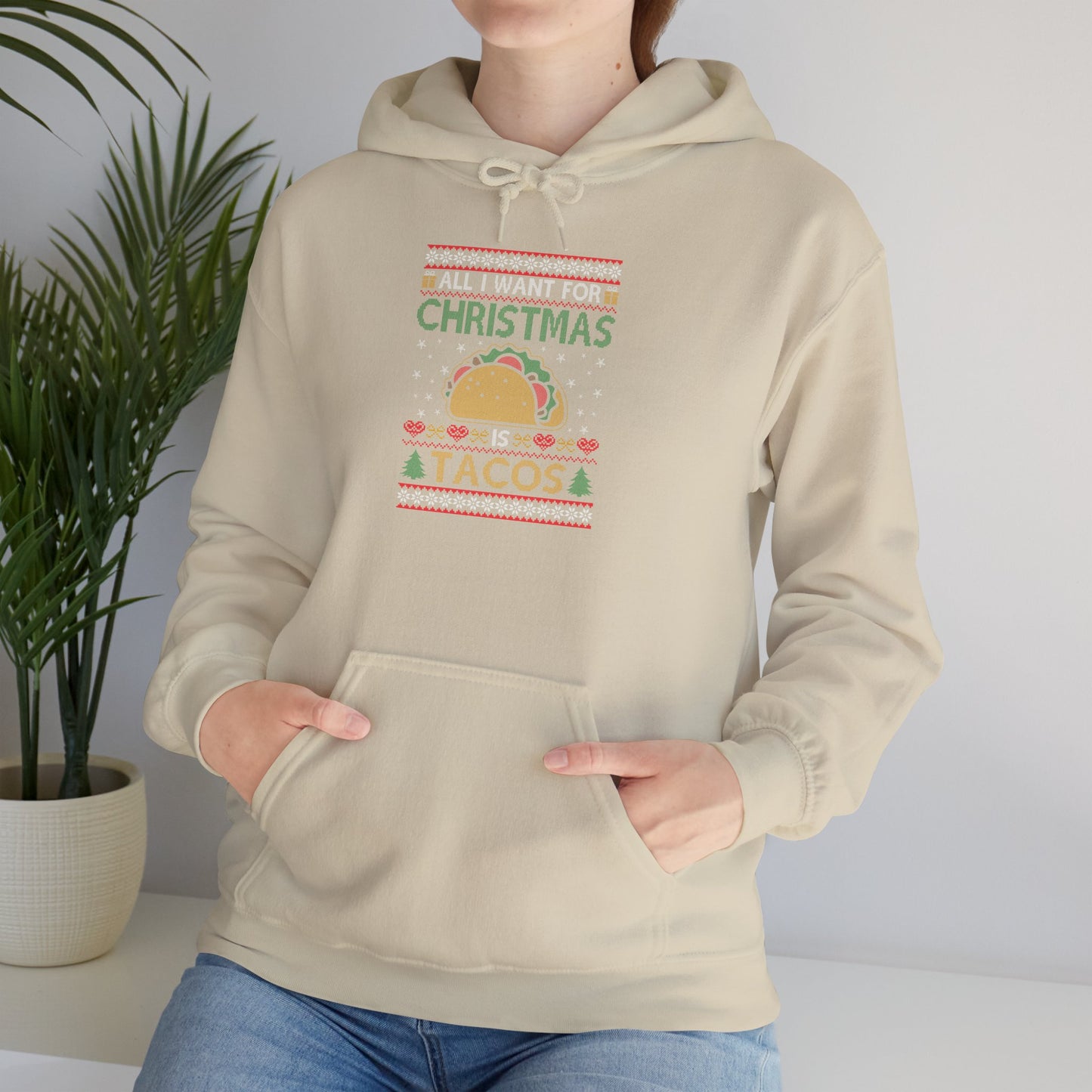 Christmas Tacos Sweatshirt, Holiday Hoodie, Funny Gift for Taco Lovers, Unisex Sweatshirt, Festive Apparel for Winter