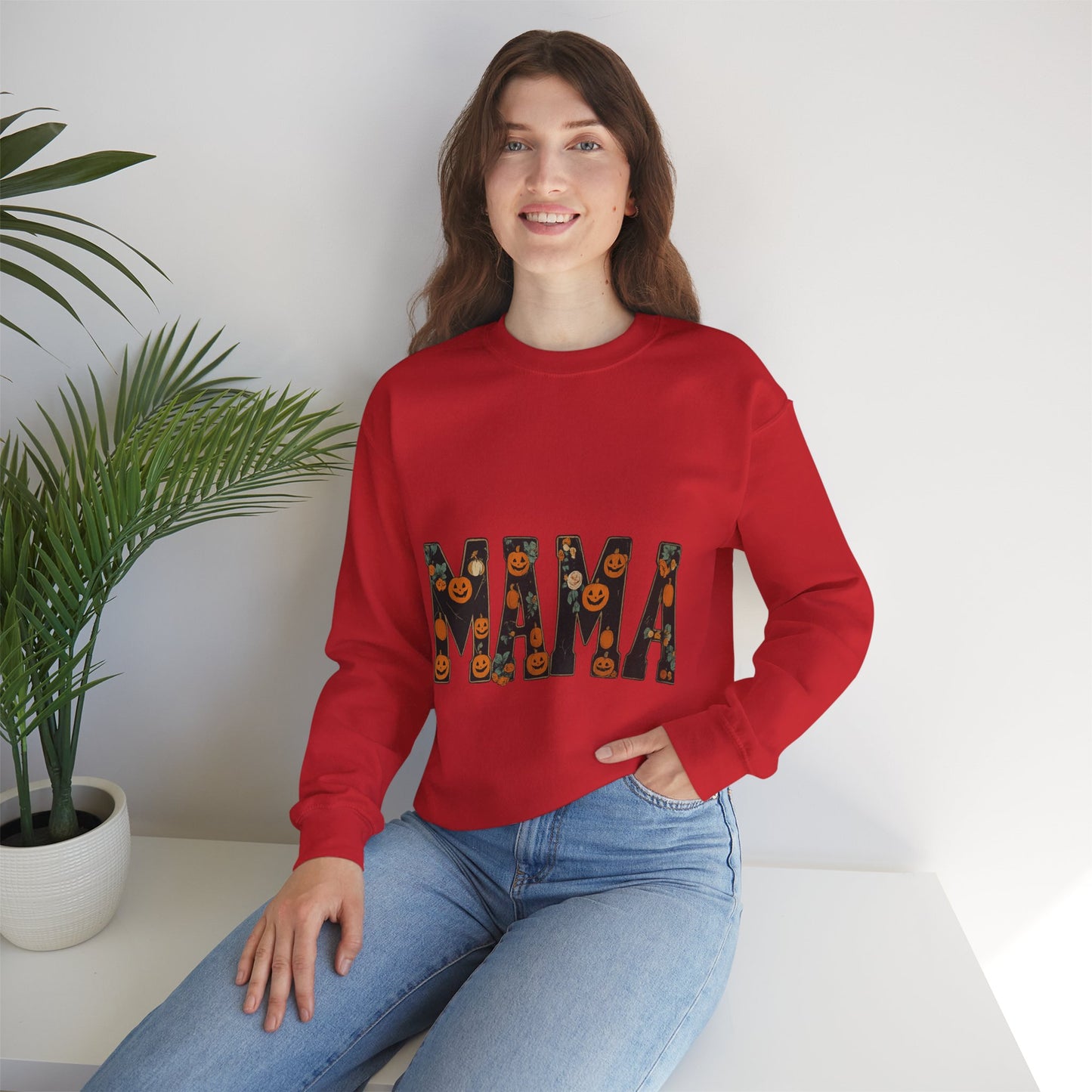 Mama Pumpkin Crewneck Sweatshirt, Fall Fashion, Halloween Gift, Cozy Sweatshirt, Casual Wear, Gift for Moms