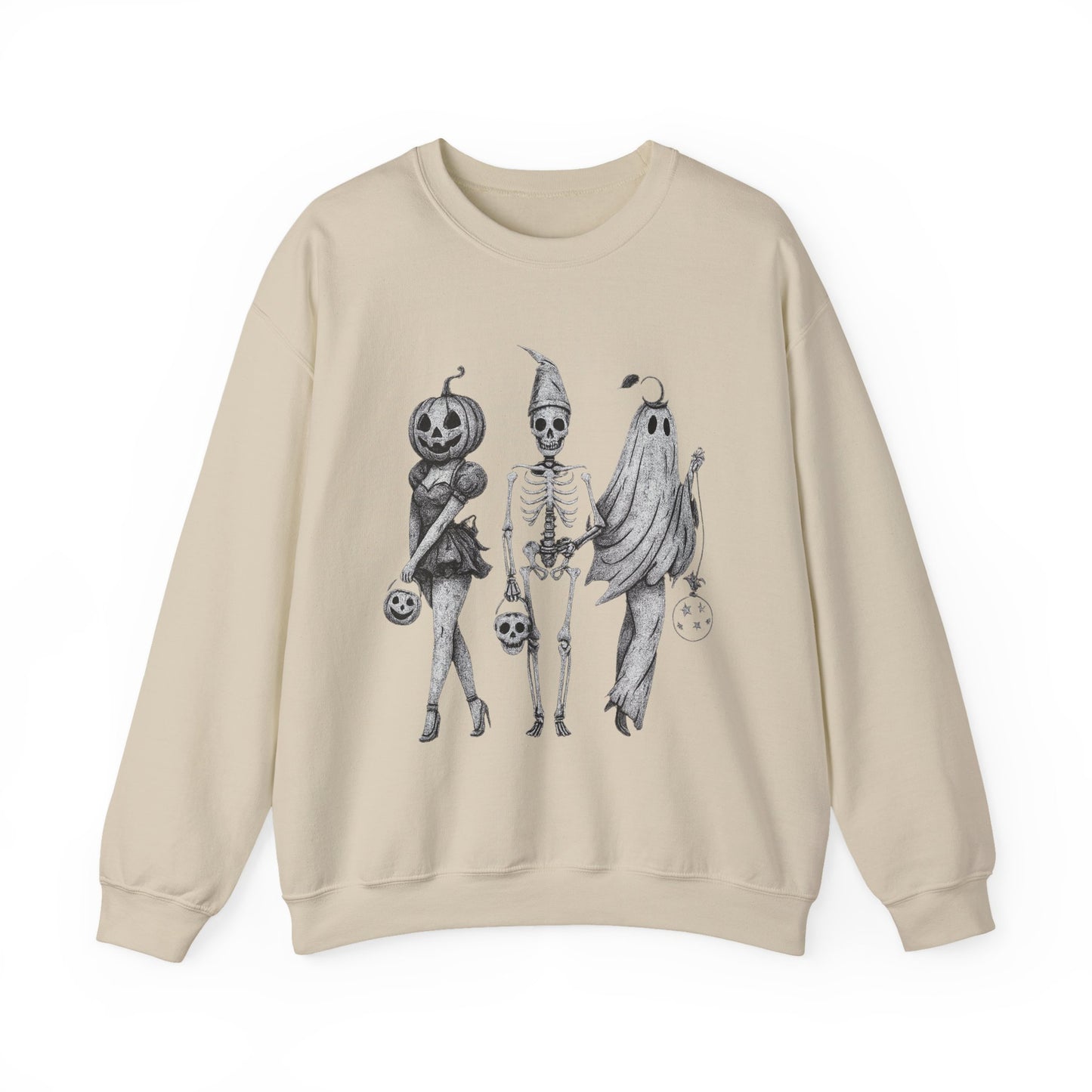 Halloween Sweatshirt with Ghosts and Ghouls Design