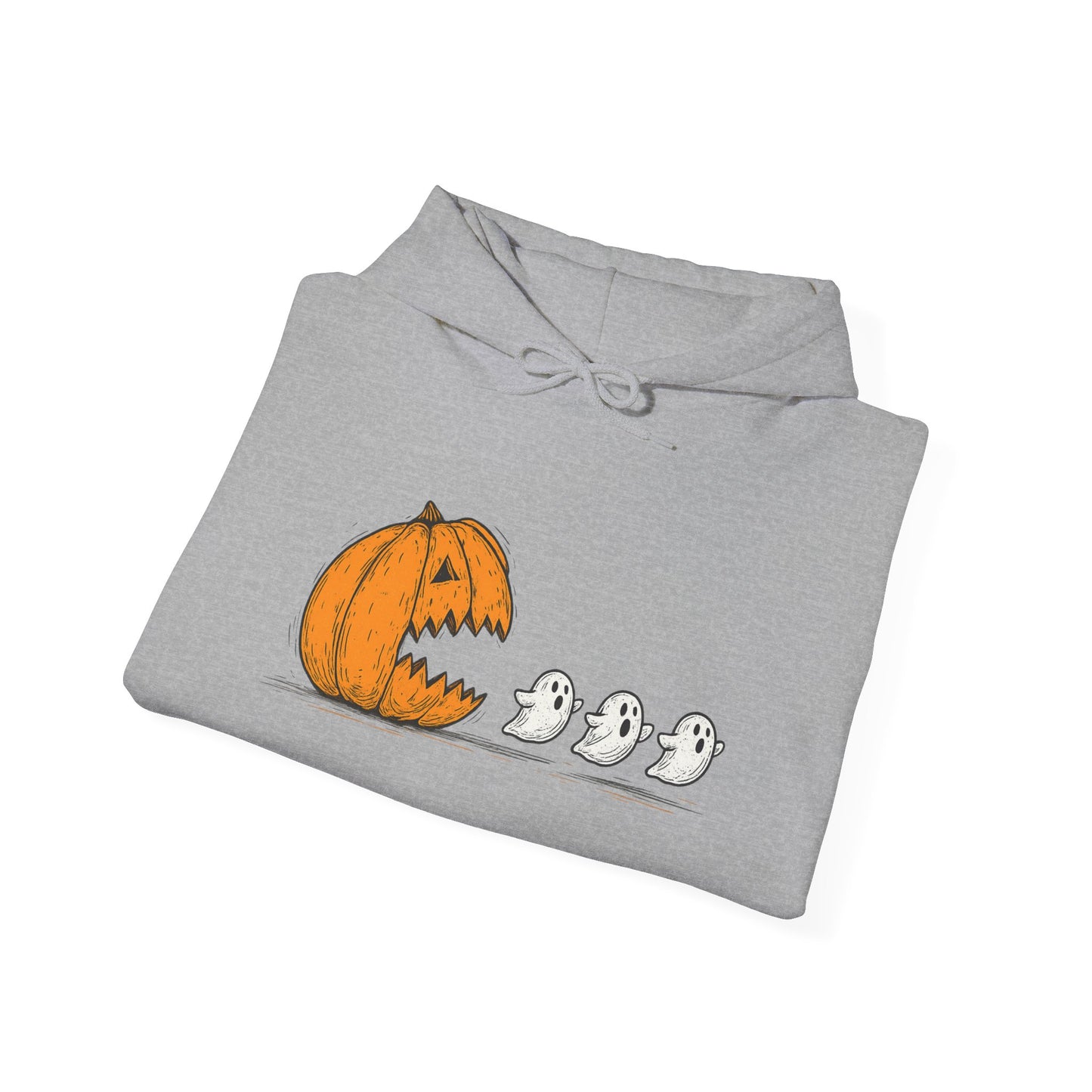Spooky Ghosts & Pumpkin Hoodie - Unisex Heavy Blend Hoodie, Halloween Apparel, Cozy Fall Layer, Ghost Lovers Gift, Autumn Style