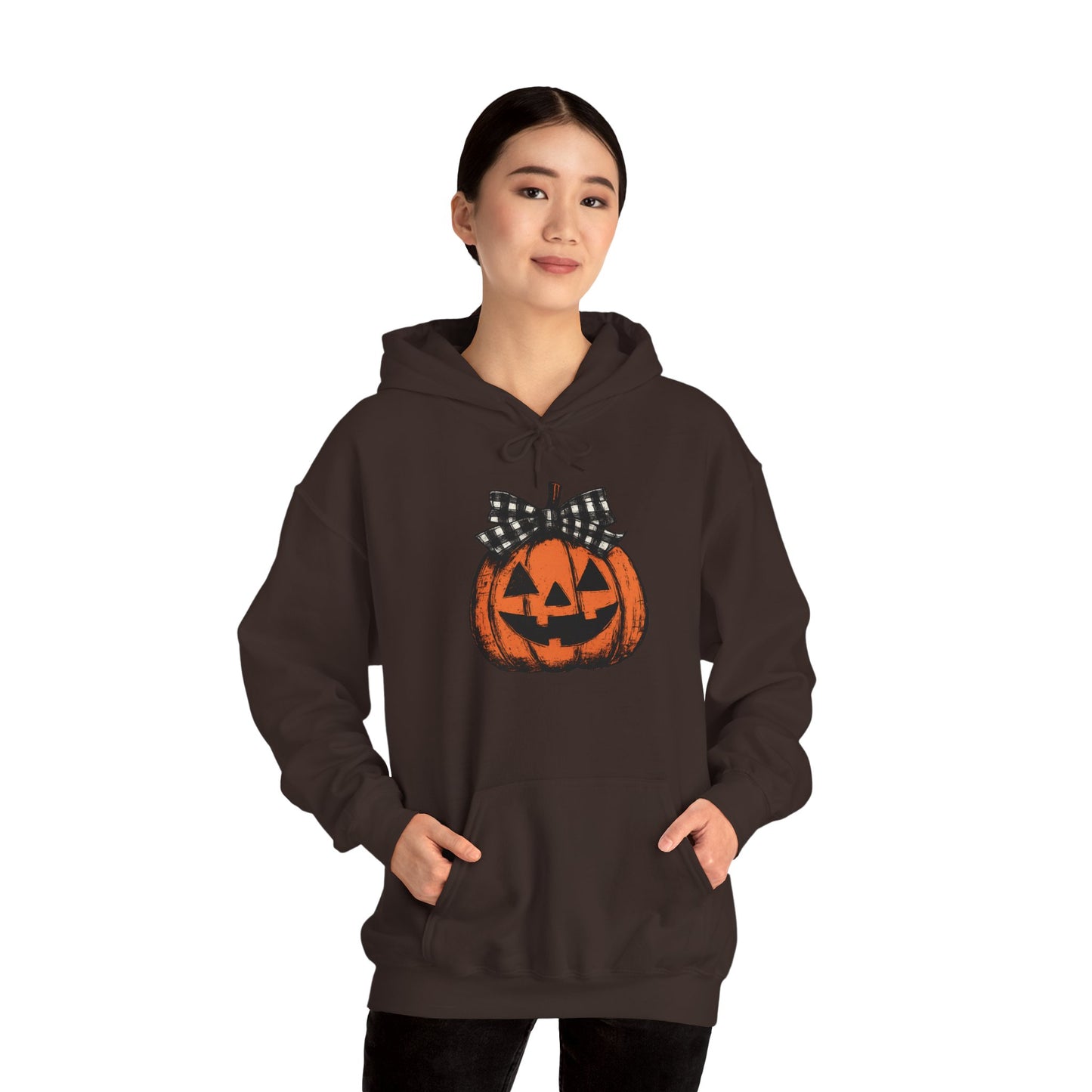 Halloween Pumpkin Hoodie with Bow, Cozy Fall Hoodie, Unisex Hoodie, Autumn Fashion, Halloween Costume, Pumpkin Spice