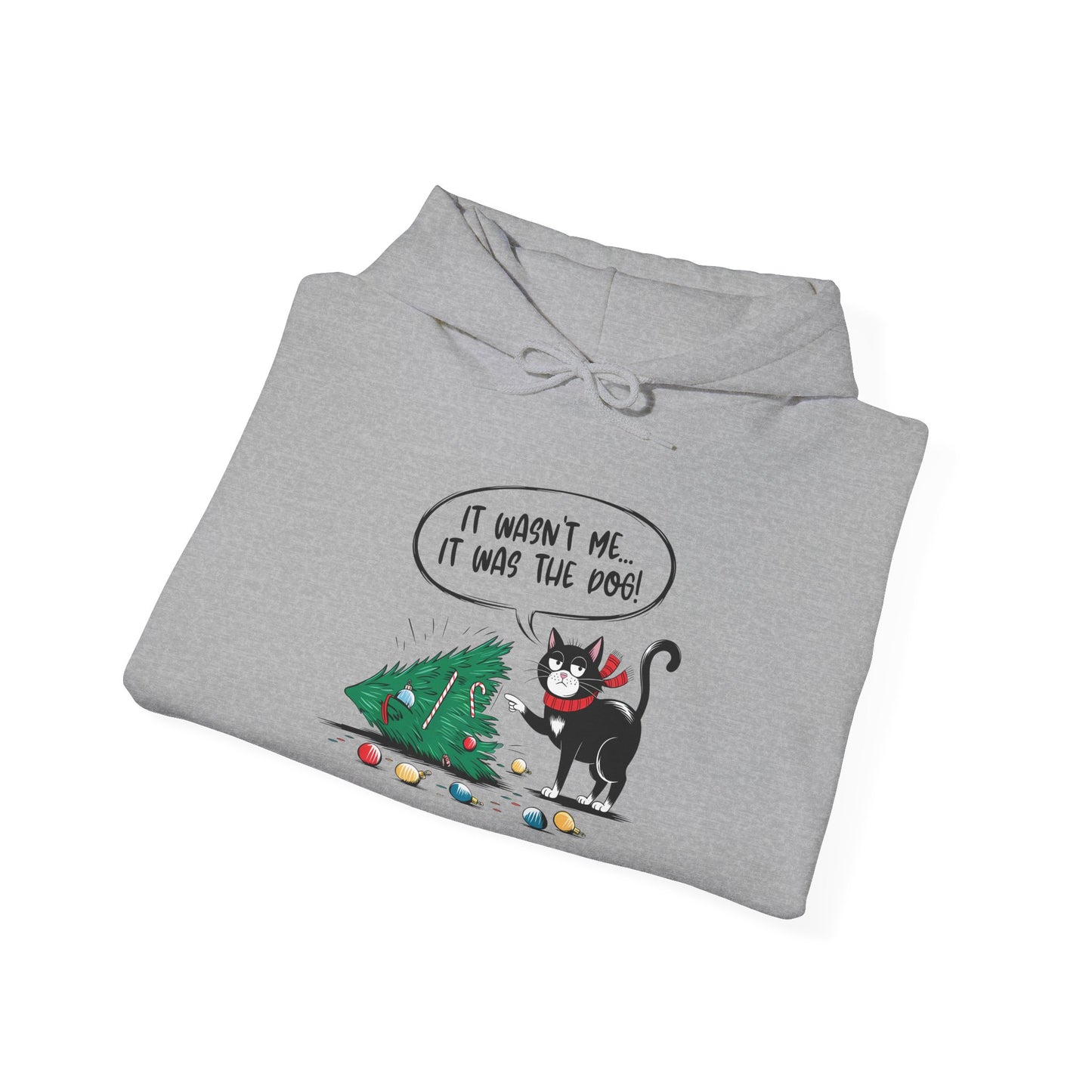 Funny Christmas Hoodie, Holiday Hooded Hoodie Cat Lover Gift, Winter Loungewear, Cozy Hoodie with Christmas Design