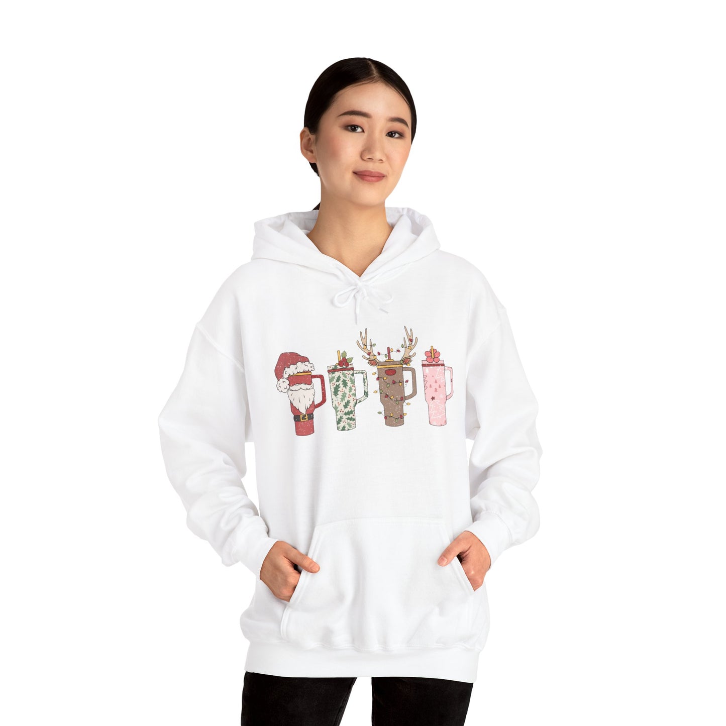 Festive Hot Beverage Hoodie, Holiday Sweatshirt, Unisex Cozy Pullover, Christmas Gift, Winter Apparel, Mug Design Hoodie