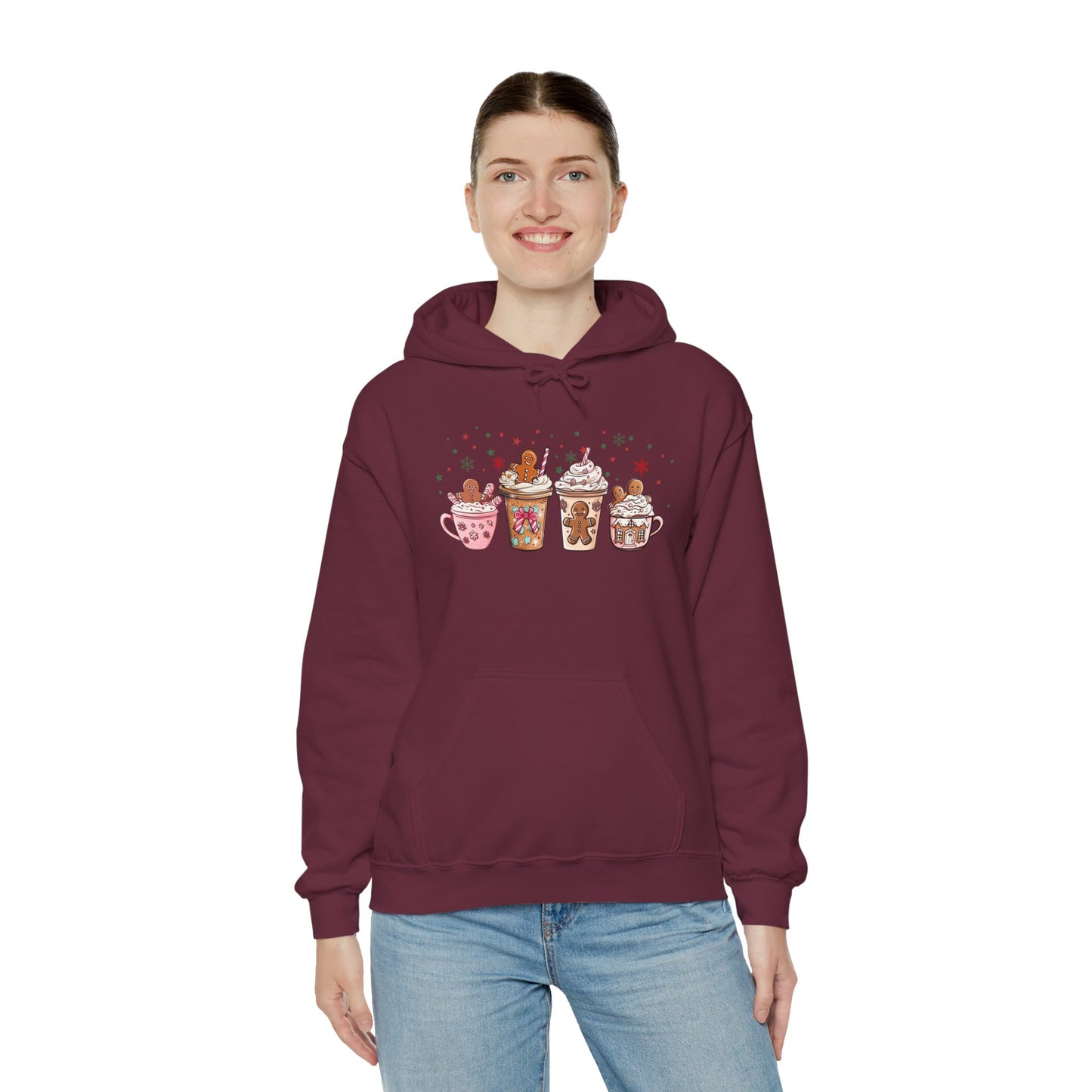 Gingerbread Coffee Holiday Hoodie - Cozy Xmas Sweatshirt, Cute Winter Gift, Christmas Apparel, Festive Layering Pullover