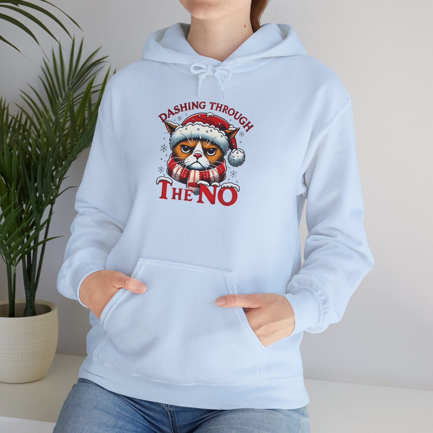 Festive Cat Christmas Hoodie, Unisex Heavy Blend Hooded Sweatshirt, Holiday Gift, Cozy Winter Apparel, Funny Xmas Sweatshirt