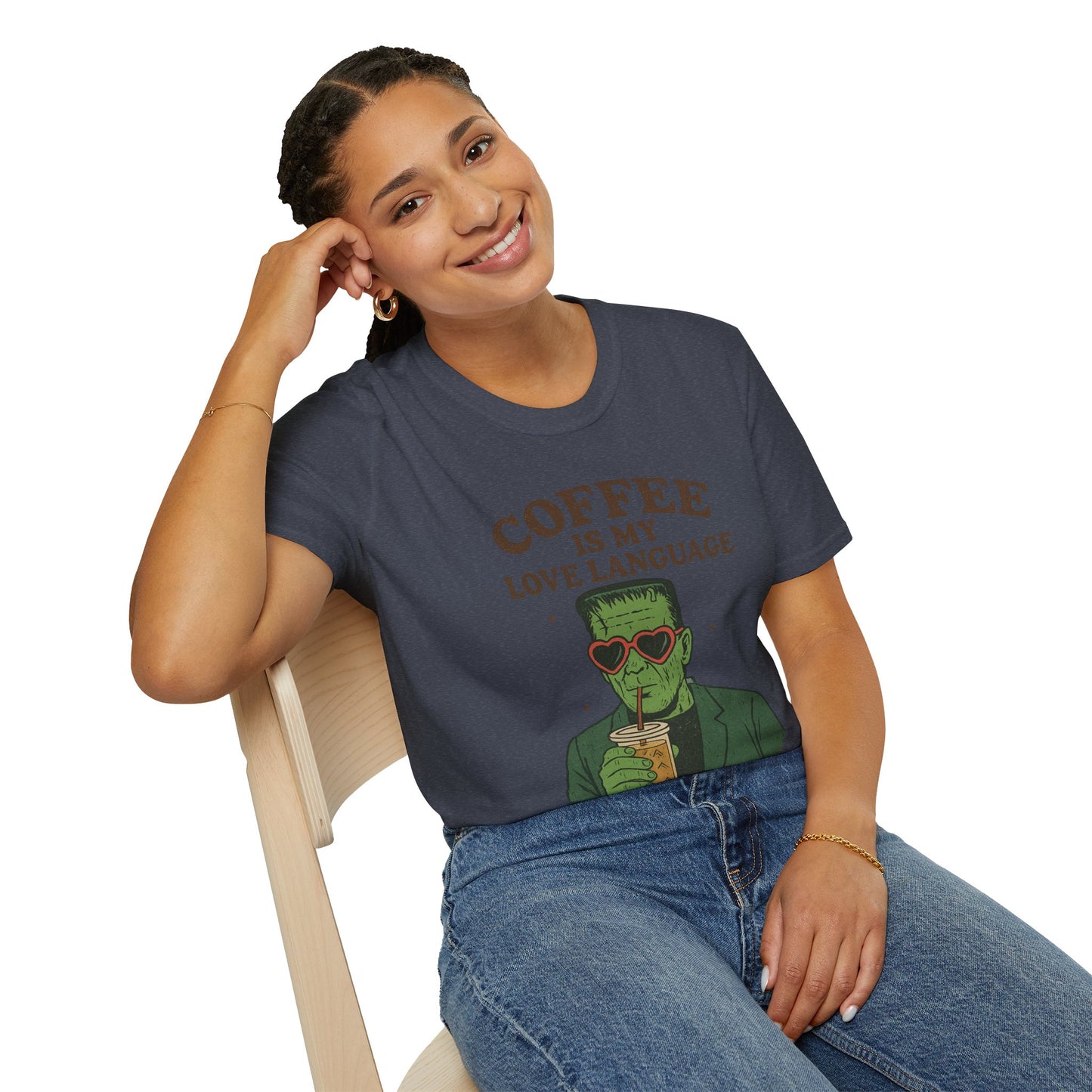 Frankenstein Coffee Lover T-Shirt, Funny Gift for Coffee Lovers, Unisex Tee, Perfect for Halloween, Casual Wear, Gift for Him/Her