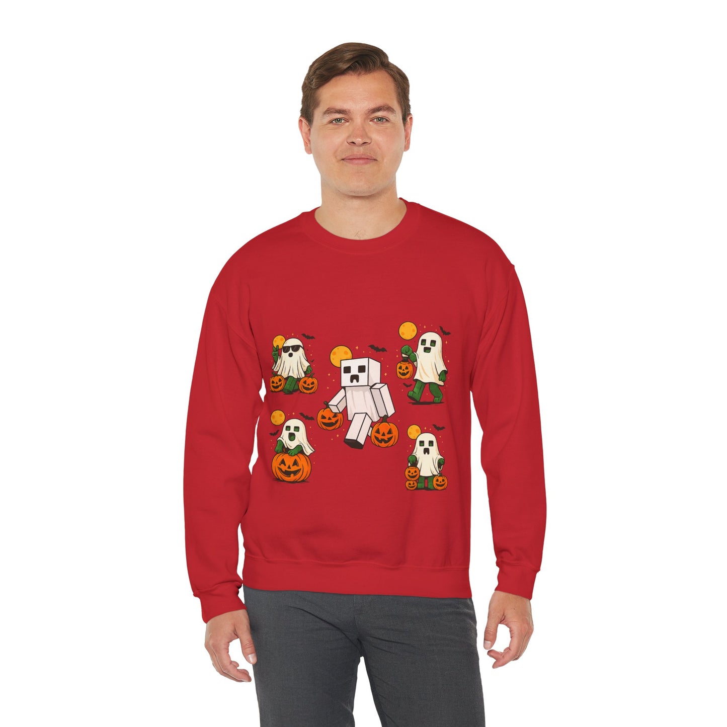 Halloween Ghost Cartoon Sweatshirt, Unisex Crewneck, Cozy Autumn Wear, Halloween Gifts, Spooky Season Apparel, Cute Sweatshirt
