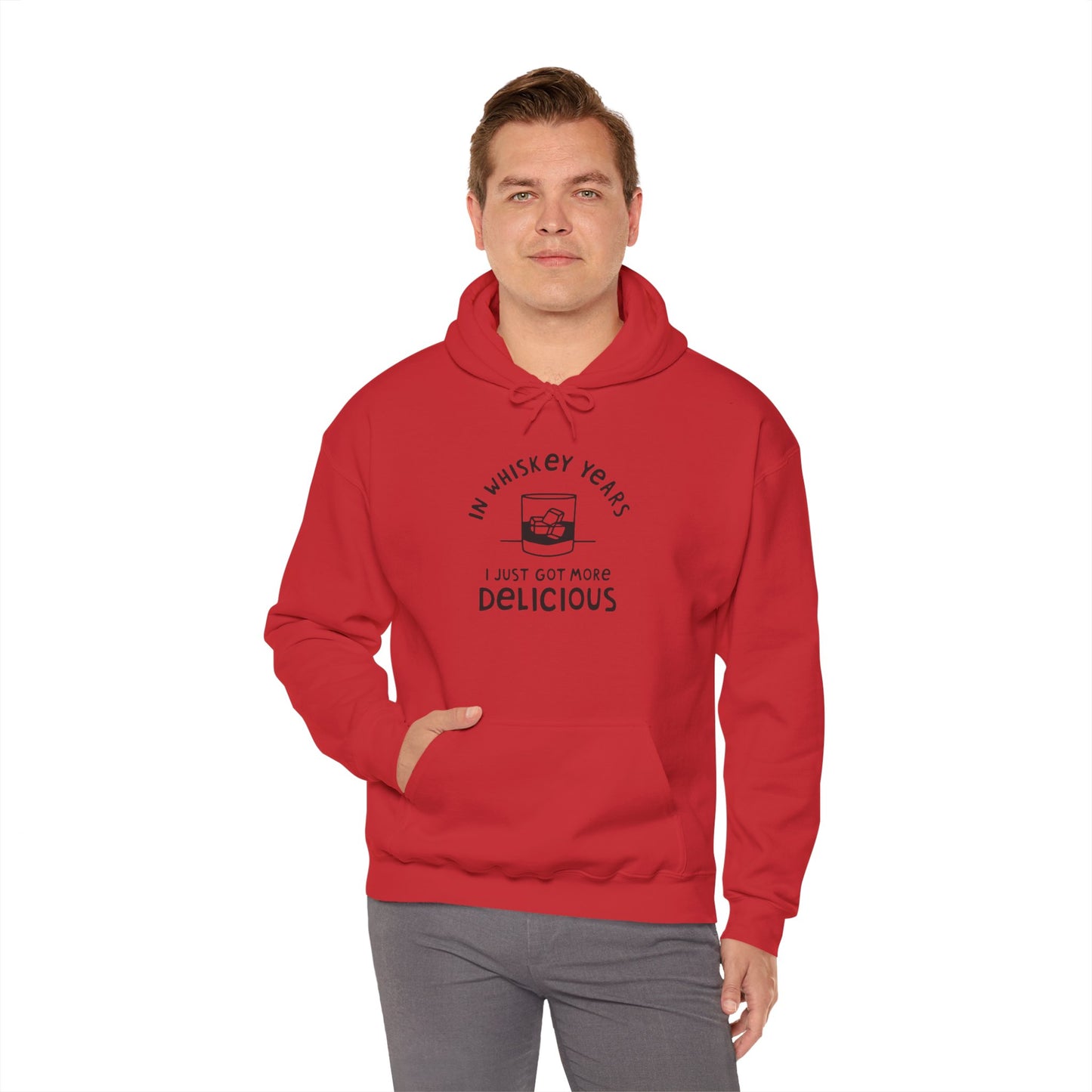 Whiskey Years Hoodie, Funny Sweatshirt for Whiskey Lovers, Perfect Gift for Birthdays, Relaxed Cozy Attire, Unisex Heavy Blend Apparel