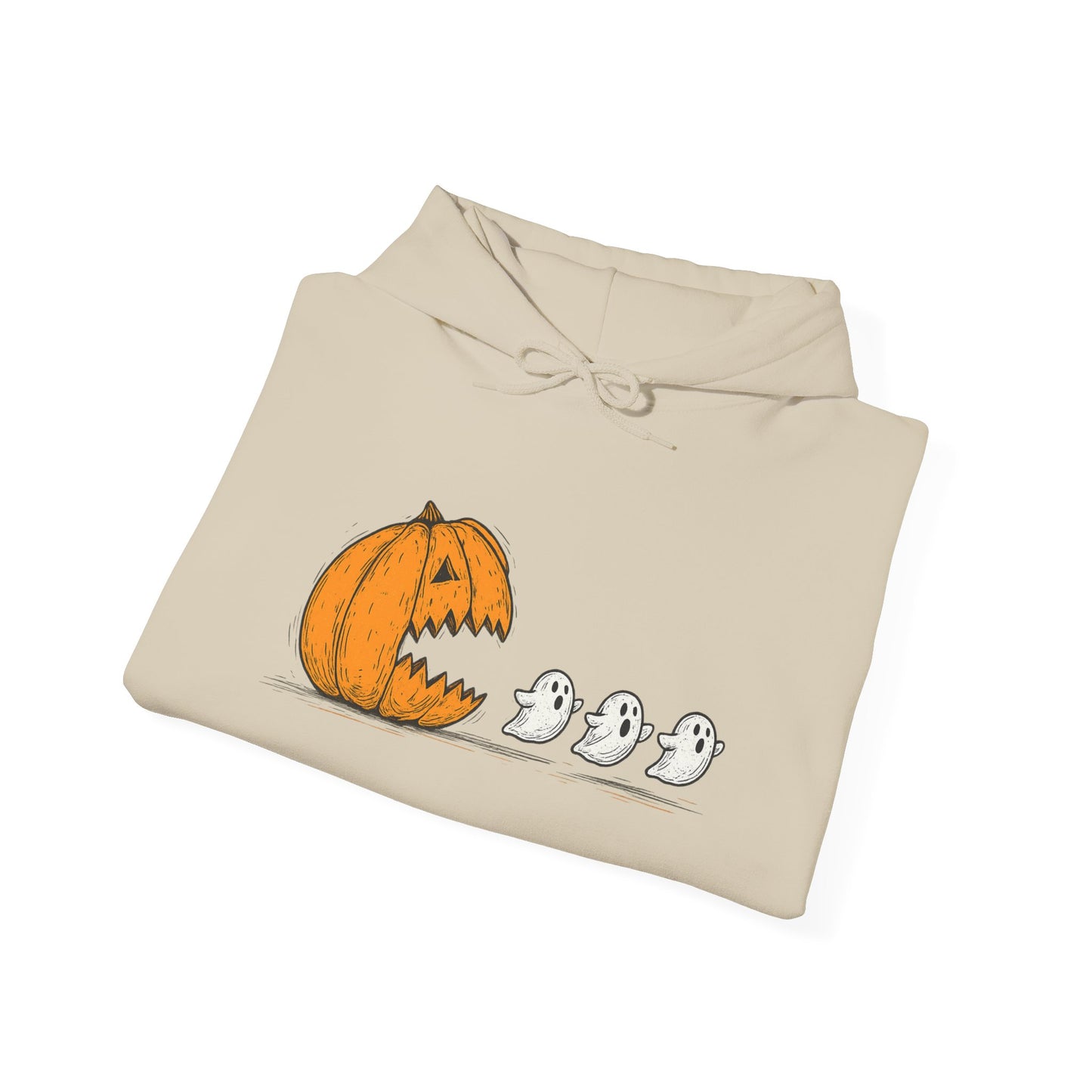 Spooky Ghosts & Pumpkin Hoodie - Unisex Heavy Blend Hoodie, Halloween Apparel, Cozy Fall Layer, Ghost Lovers Gift, Autumn Style