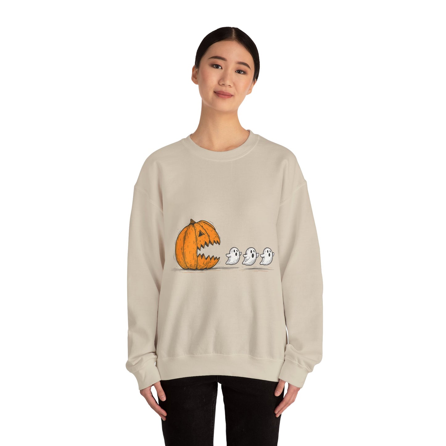 Spooky Pumpkin Ghosts Sweatshirt | Cozy Halloween Crewneck, Fall Fashion, Unisex Gift, Harvest Party Wear, Cute Autumn Outfit