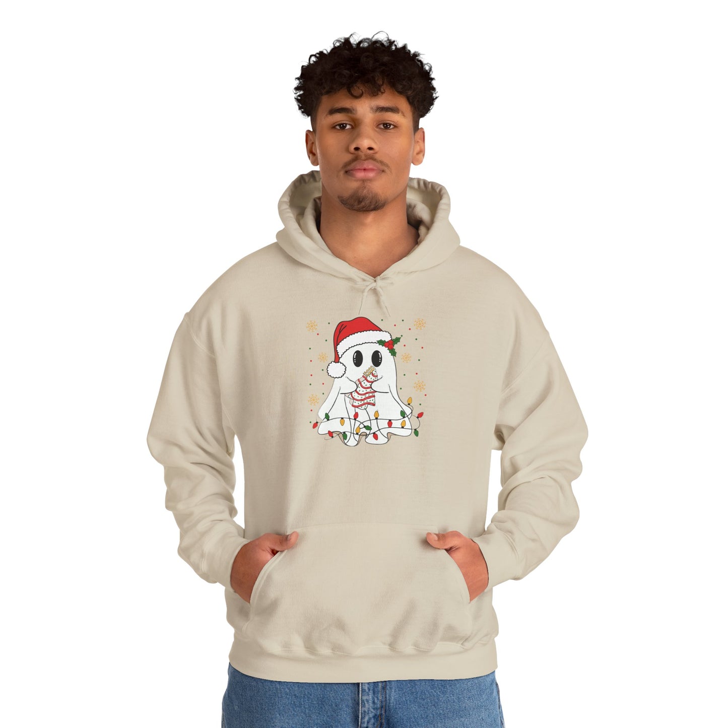 Santa Ghost Christmas Hoodie, Unisex Holiday Hoodie, Cute Winter Apparel, Cozy Gift for Ghost Lovers, Funny Xmas Clothing