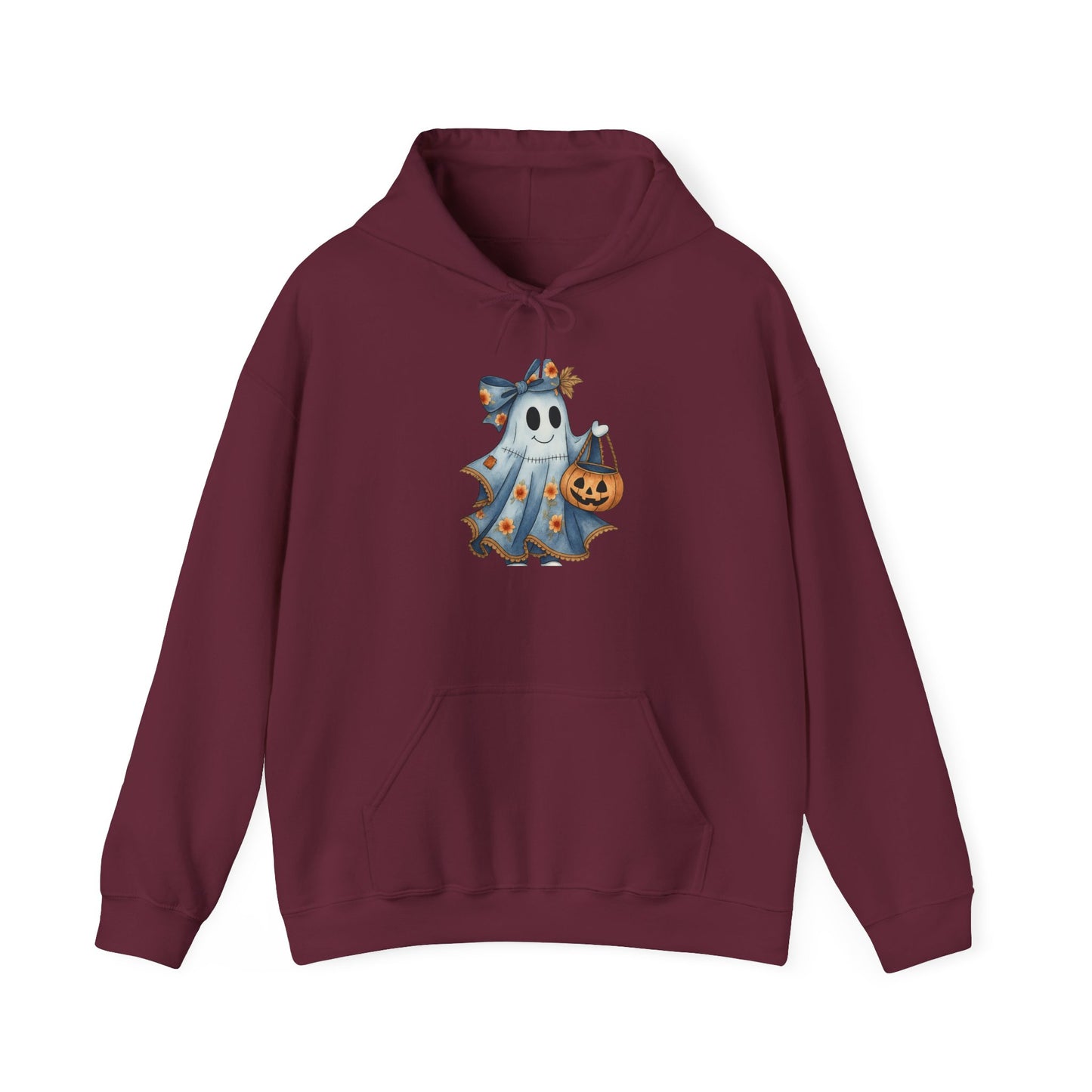 Ghostly Fun Hooded Hoodie, - Halloween Spirit, Cozy Comfort, Unisex Style, Casual Wear, Spooky Gift