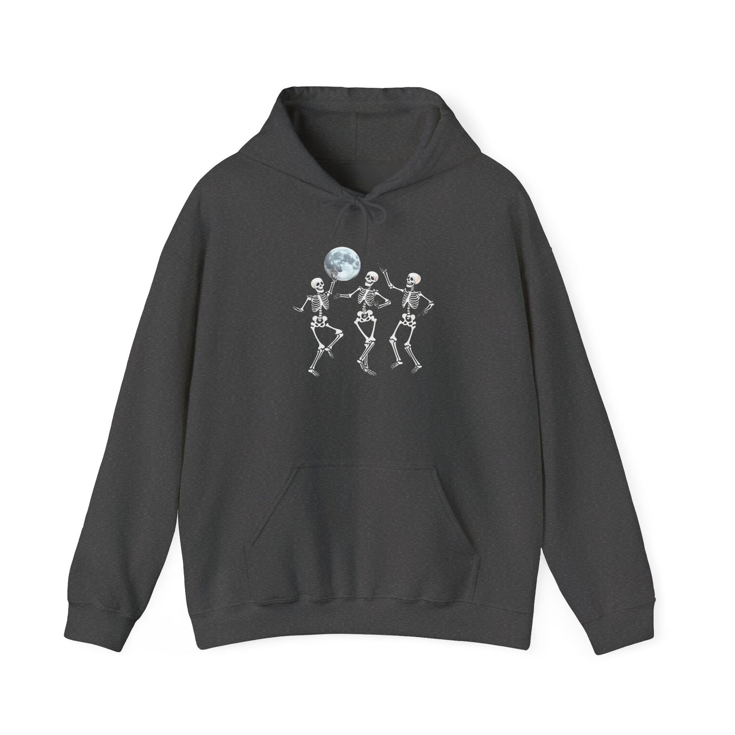 Spooky Friends Skeleton Dance Hoodie, Halloween Vibrant Artistic hoodie, Unisex Skeleton Warm Hoodie, Casual Halloween Apparel, Spooky Season Fashion