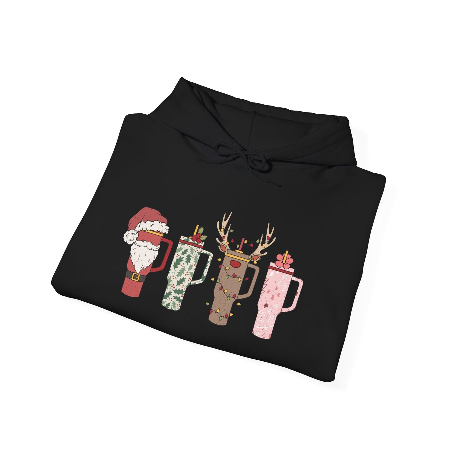 Festive Hot Beverage Hoodie, Holiday Sweatshirt, Unisex Cozy Pullover, Christmas Gift, Winter Apparel, Mug Design Hoodie