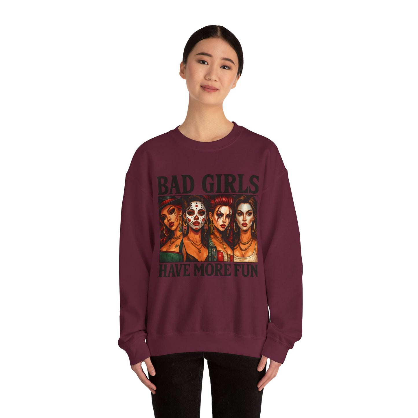 Stylish Crewneck Sweatshirt for Bold Girls | Bad Girls Have More Fun, Trendy Apparel, Casual Wear, Gift for Her, Halloween Fashion
